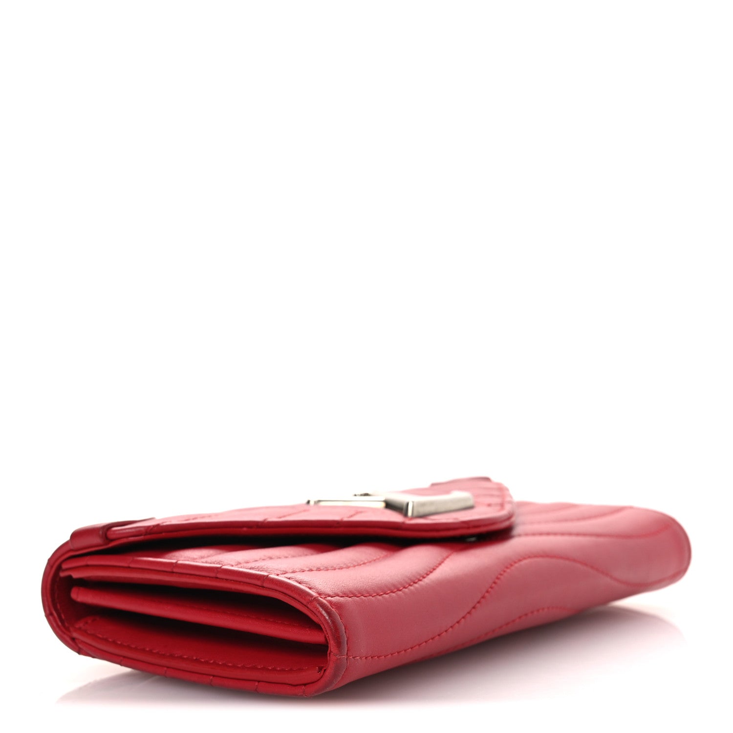Calfskin New Wave Long Wallet Rouge