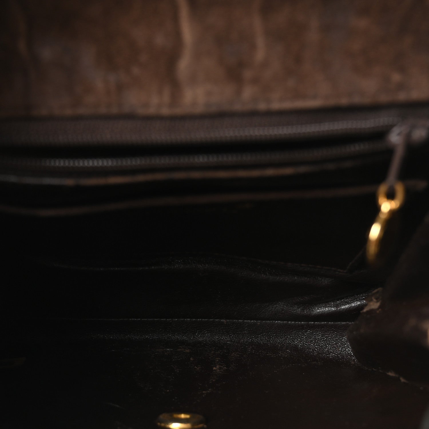 Suede Quilted CC Shoulder Bag Brown