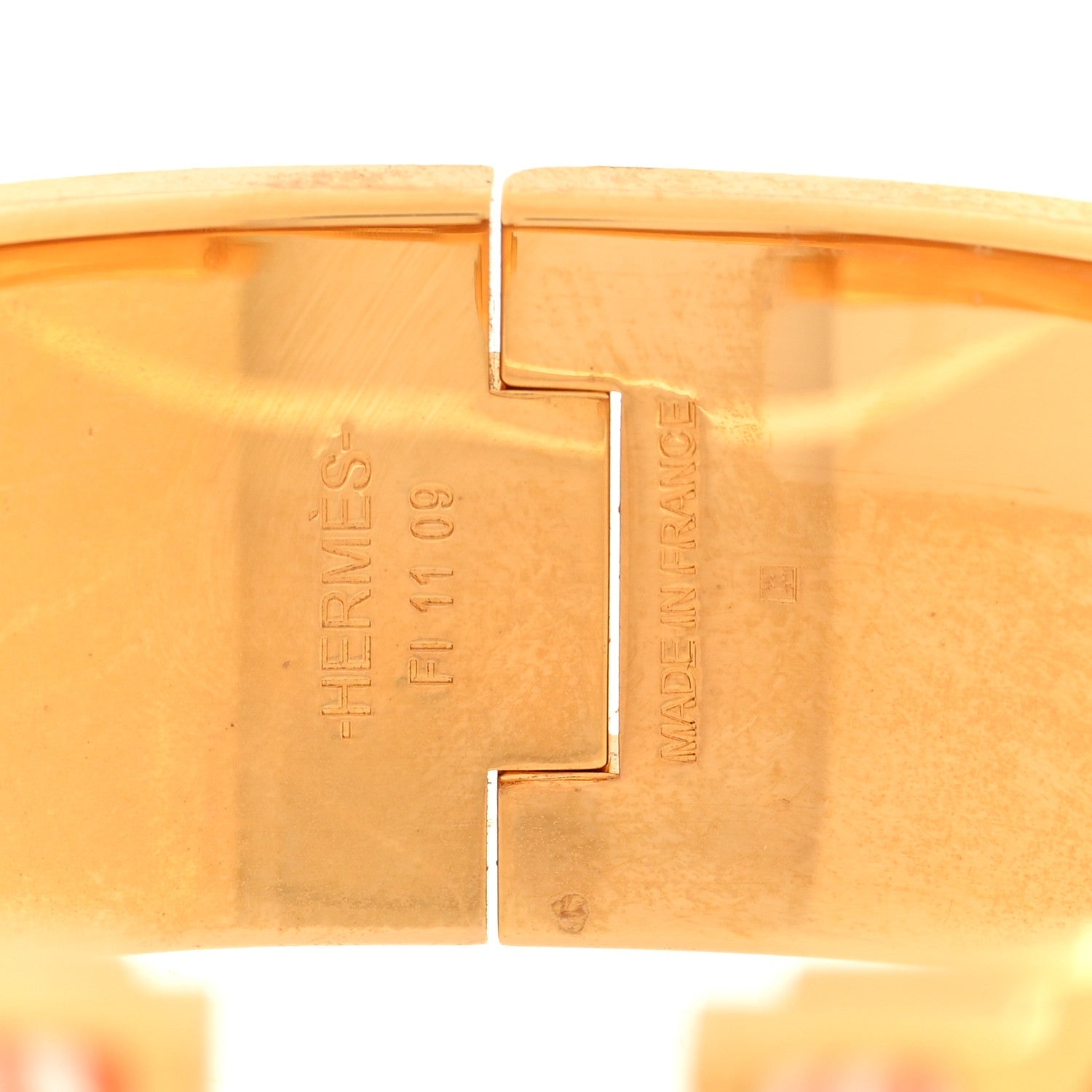 Enamel Printed Wide Zebres De Tanzania Clic Clac H Bracelet PM Orange White