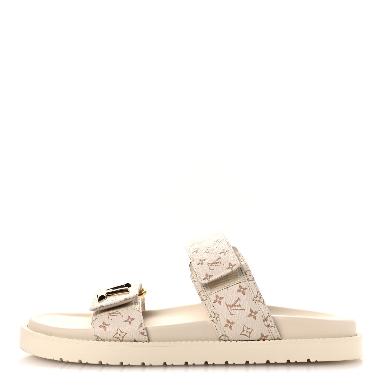 Monogram LV Sunset Comfort Flat Sandals 40 Dune Beige