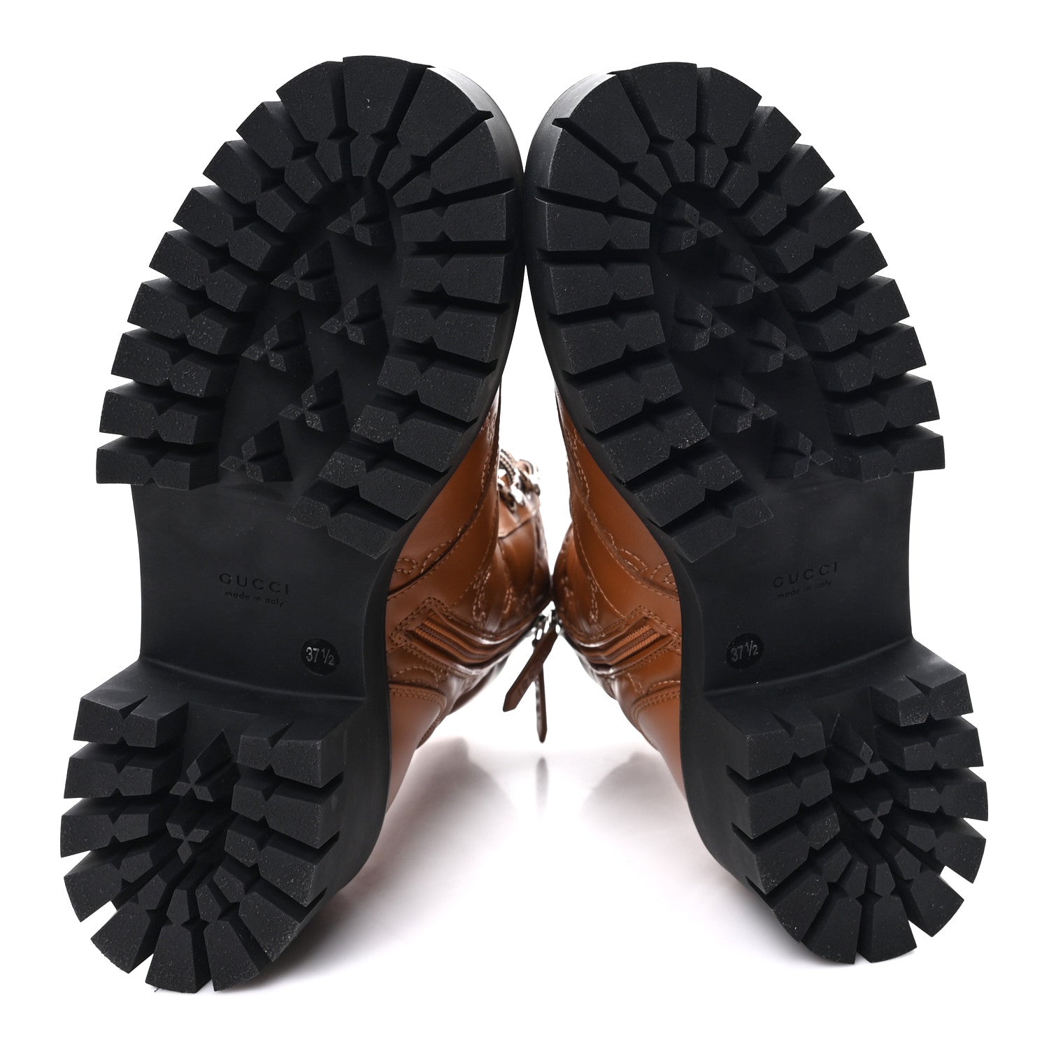 Cordovan Lux Nappa GG Matelasse Lace Up 60mm Combat Boots 37.5 Dark Hazel Brown