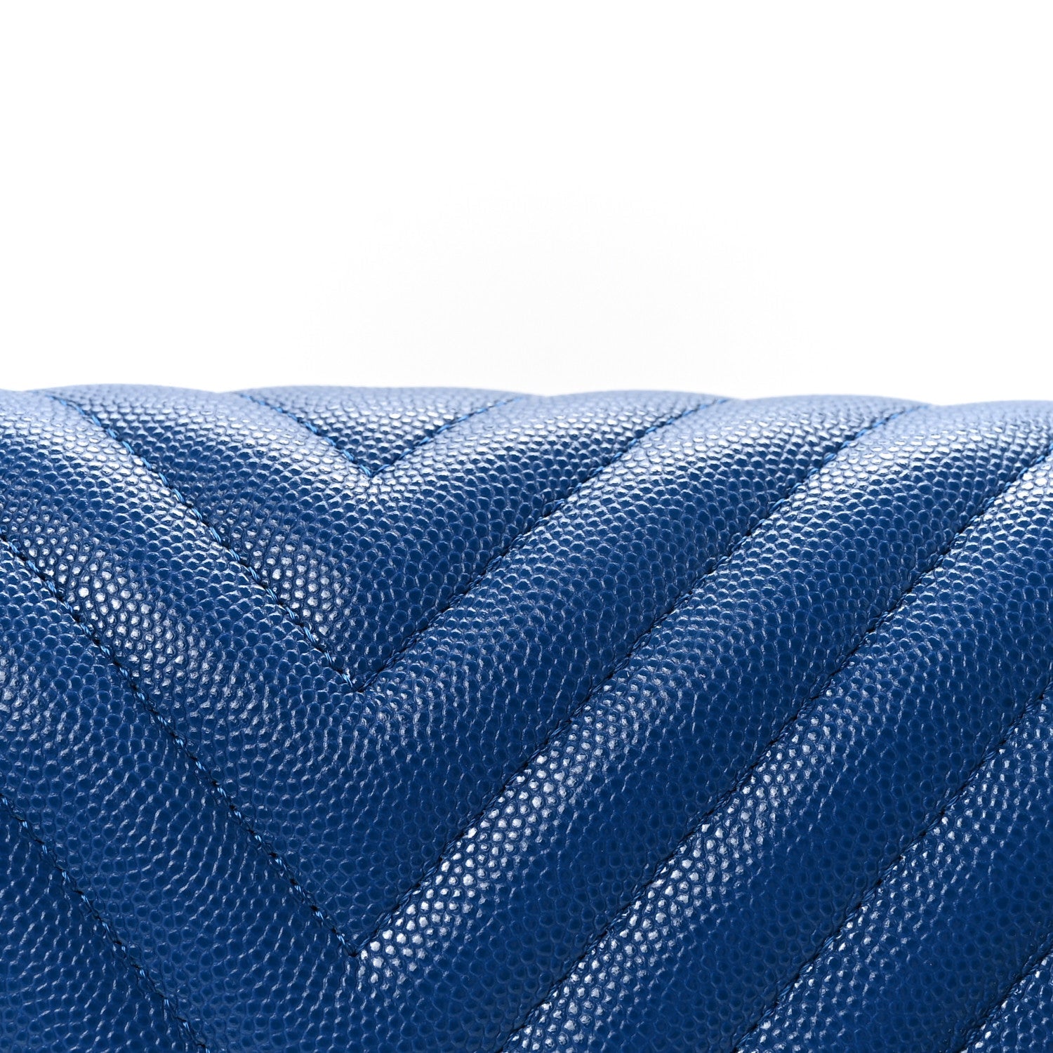 Caviar Chevron Quilted Jumbo Double Flap Blue