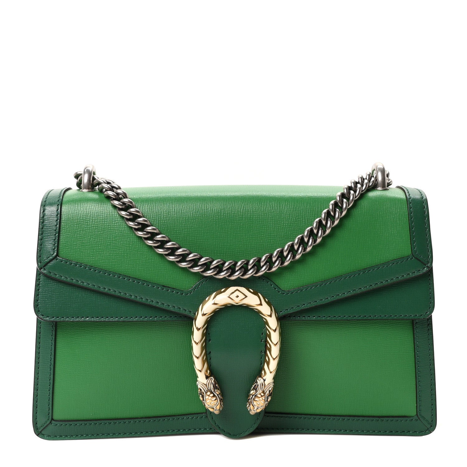 Azalea Calfskin Enamel Small Dionysus Shoulder Bag New Shamarock Emerald Off White