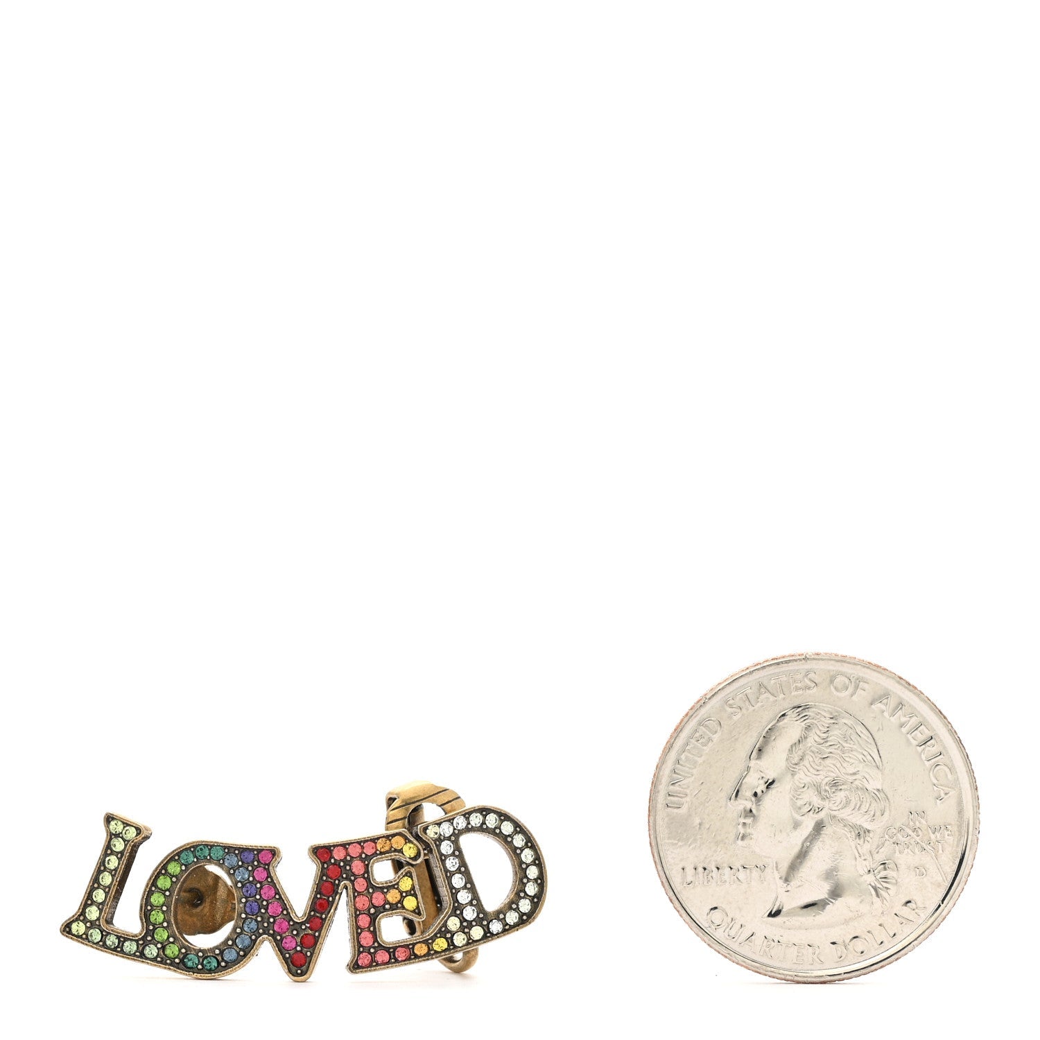 Gold Crystal Loved Ear Cuff Earring Multicolor