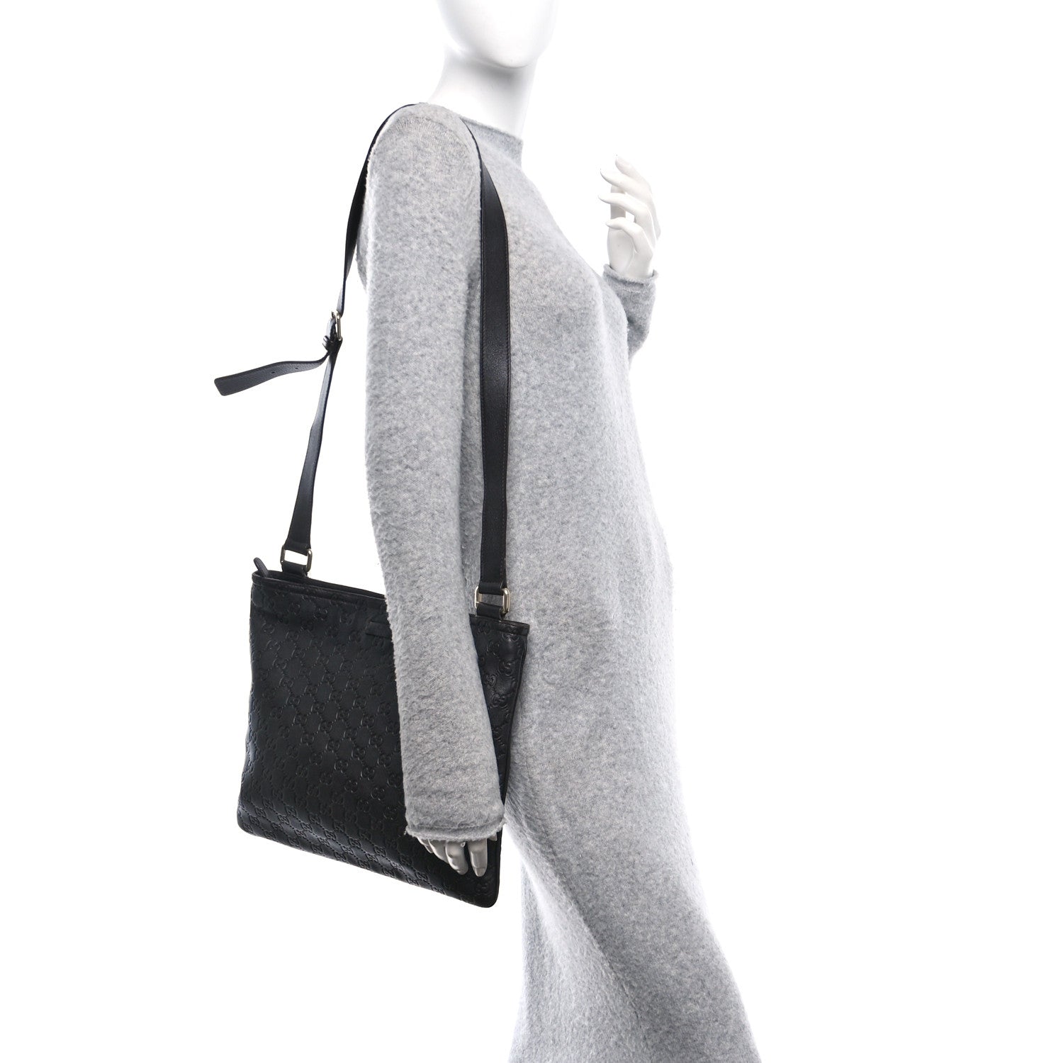 Guccissima Medium Flat Messenger Bag Black
