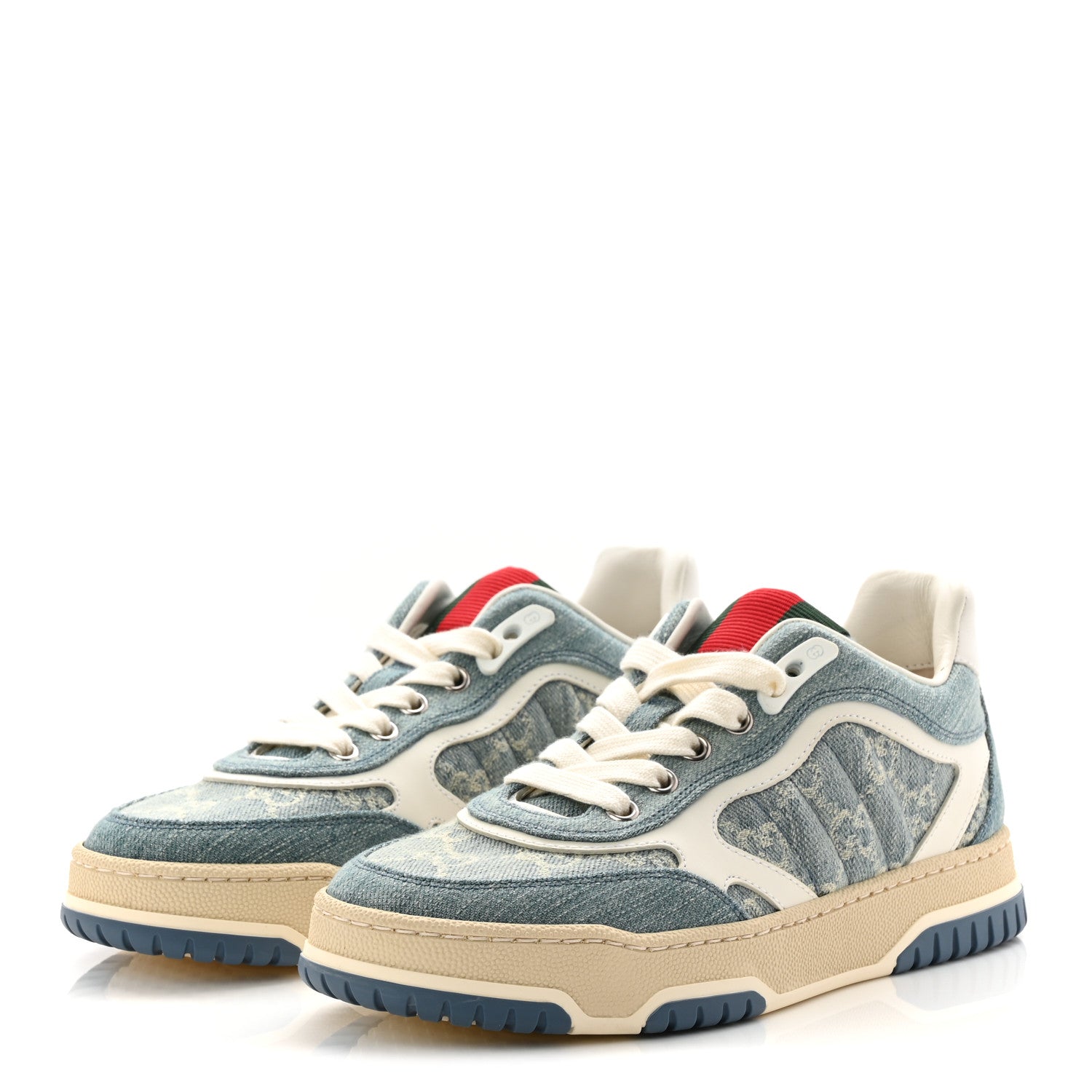 Denim GG Monogram Womens Re-Web Sneakers 35 Light Blue