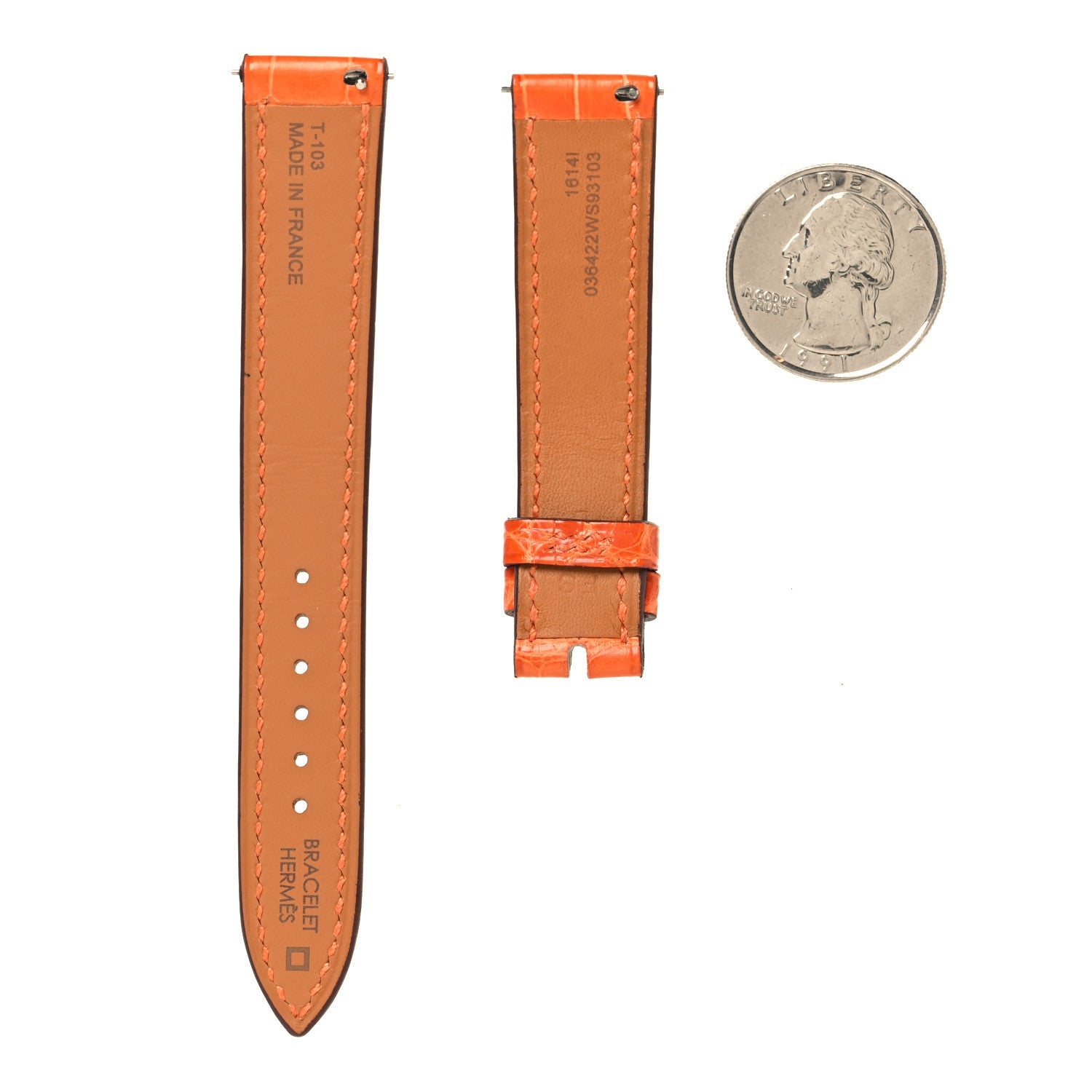 Shiny Alligator Single Tour Watch Strap Orange