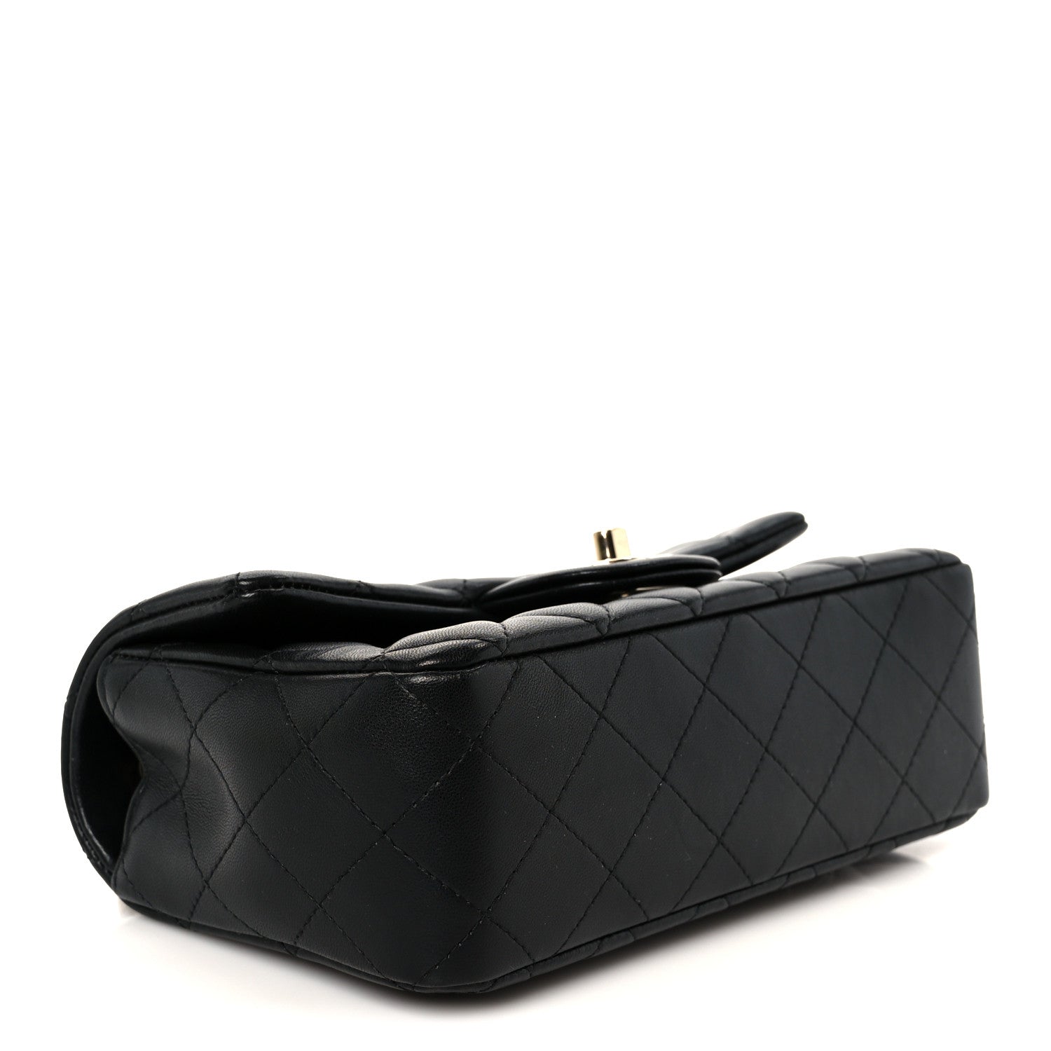 Lambskin Quilted Mini Rectangular Flap Black