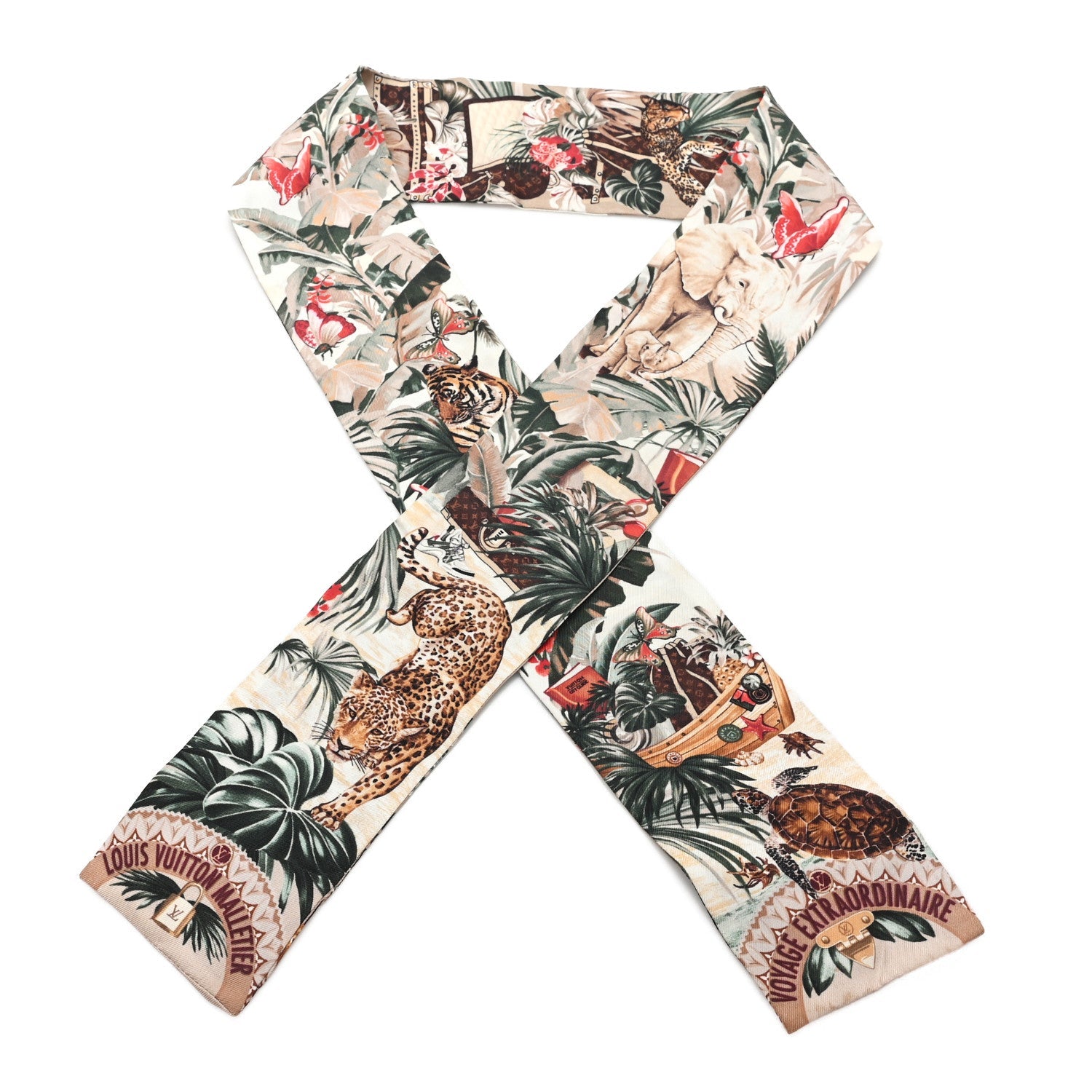 Silk Voyage Extraordinaire Bandeau Scarf Beige