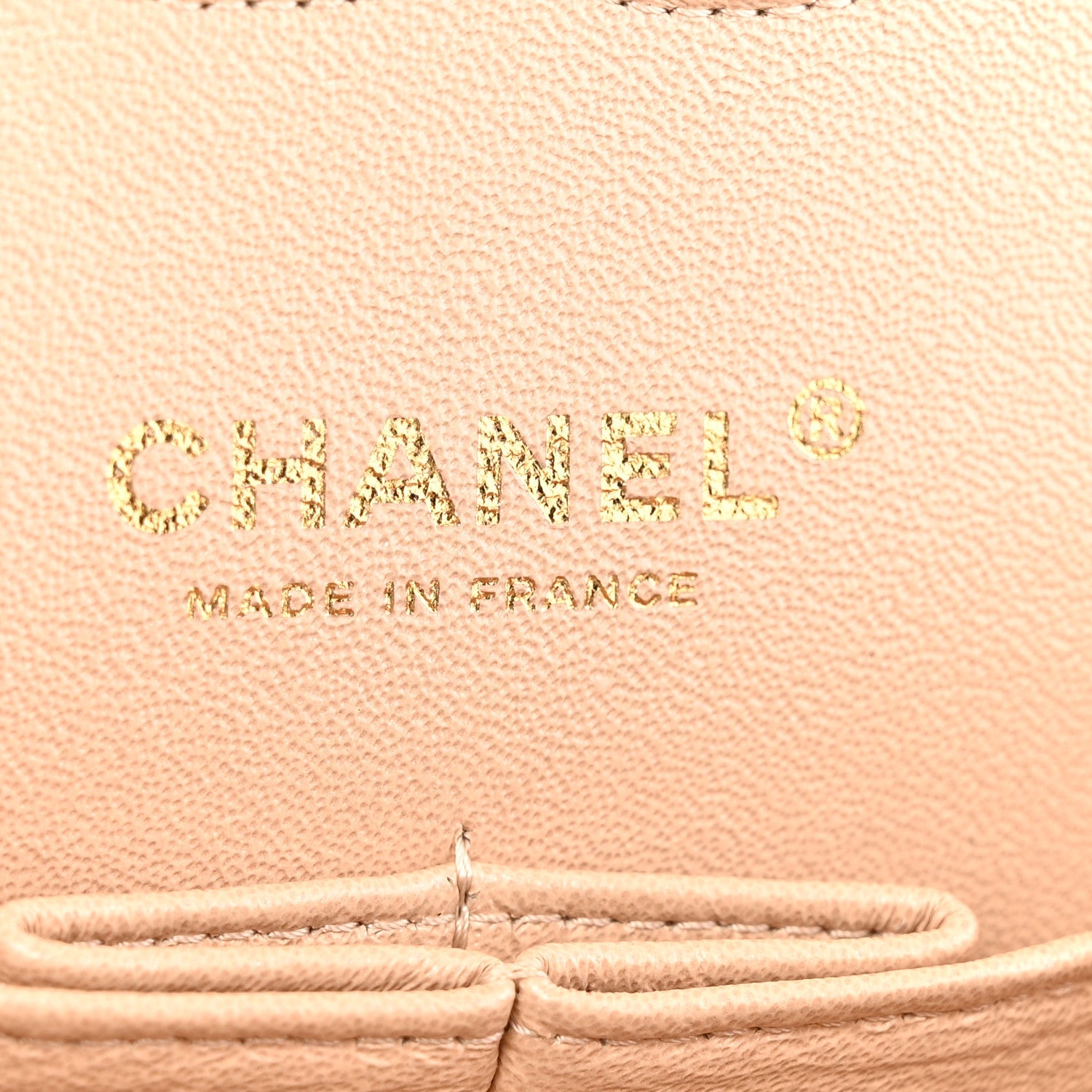 Iridescent Lambskin Quilted Medium Double Flap Beige