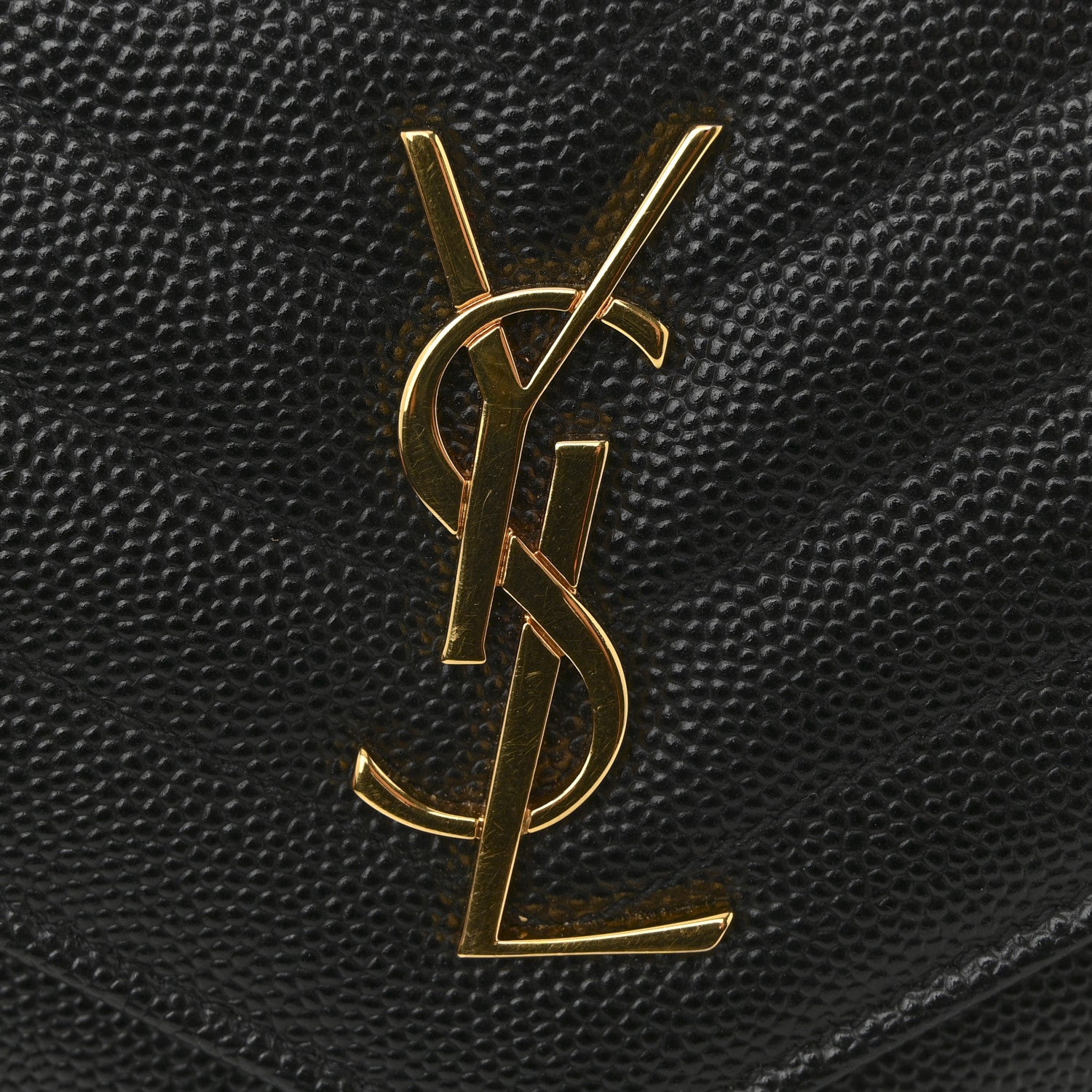 Grain De Poudre Matelasse Chevron Monogram Envelope Chain Wallet Black