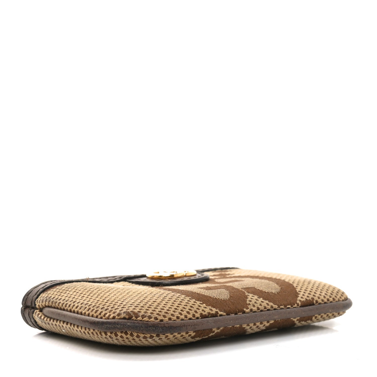 Monogram Jumbo GG Textured Dollar Calfskin Ophidia Key Case Camel Ebony New Acero