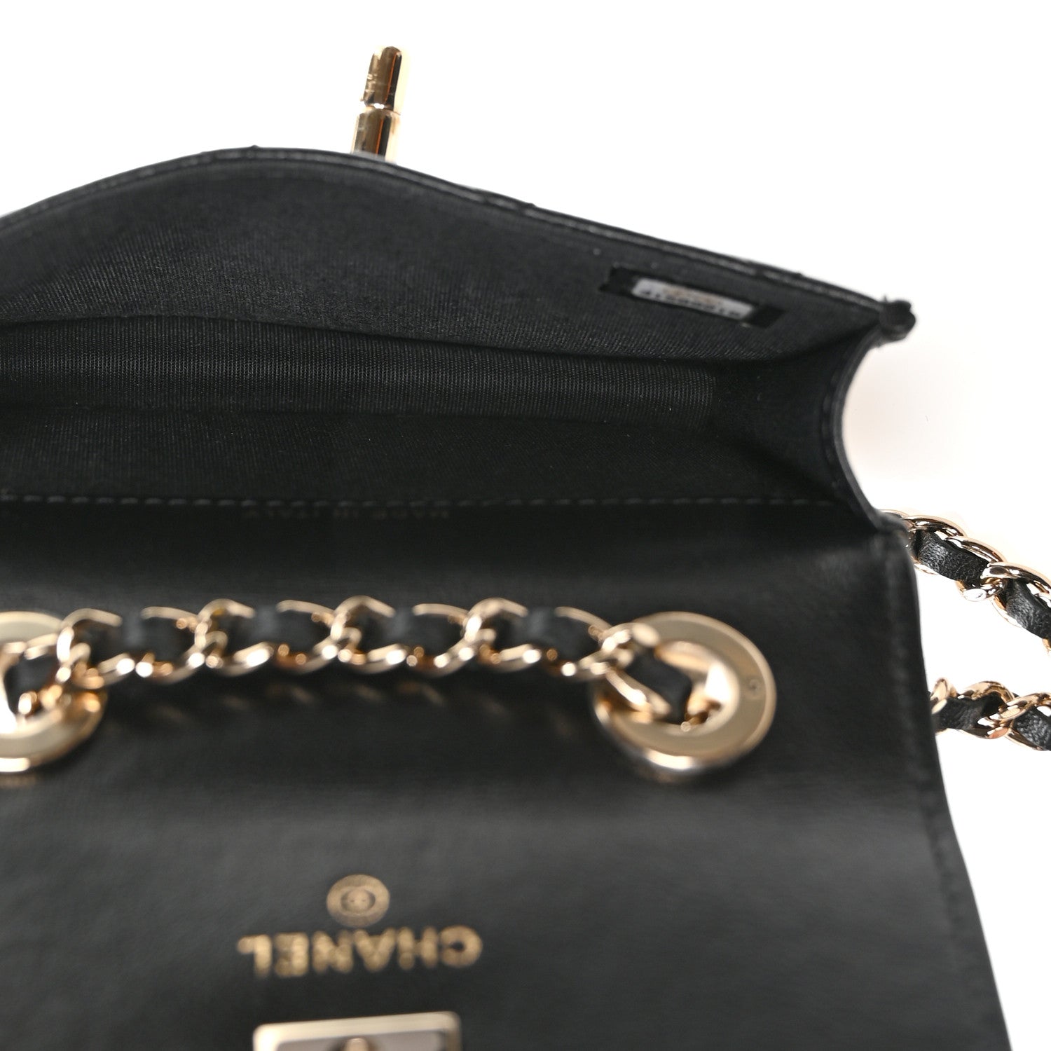 Lambskin Quilted Trendy CC Card Holder On Chain Black