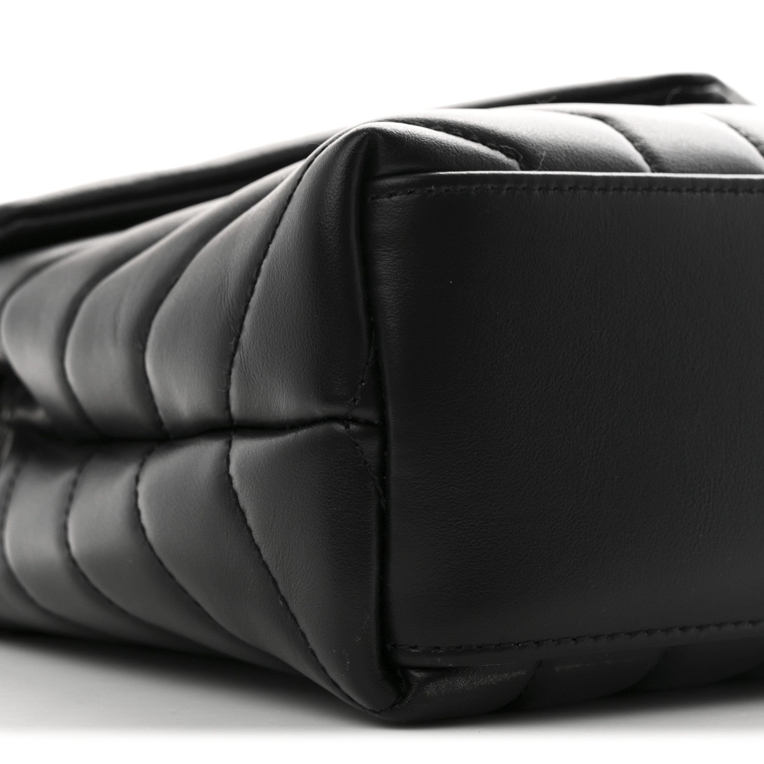 Calfskin Y Quilted Monogram Small Loulou Chain Satchel Black