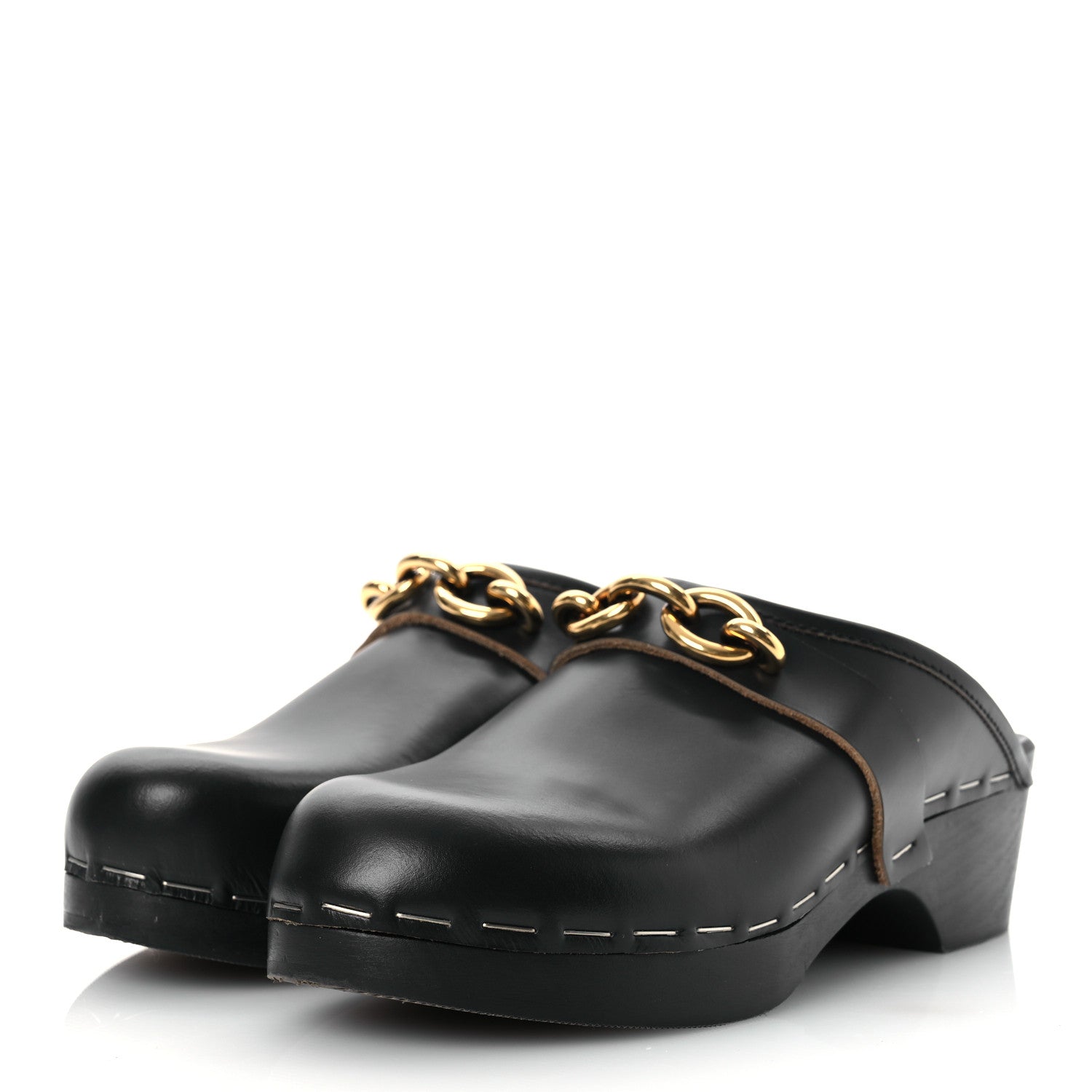 Smooth Calfskin Le Maillon Clogs 39.5 Black