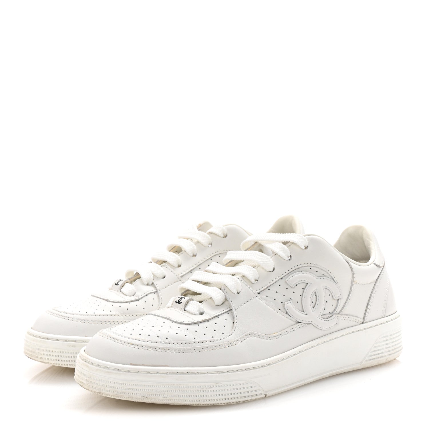 Calfskin CC Womens Sneakers 38 White