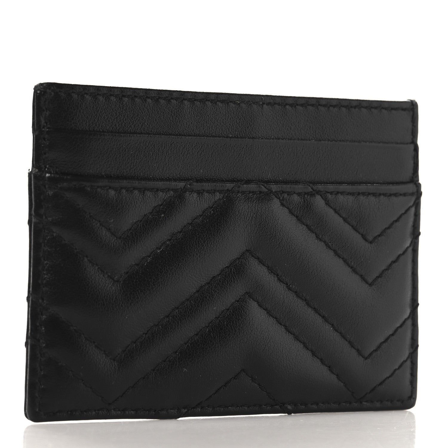 Calfskin Matelasse GG Marmont Card Holder Black