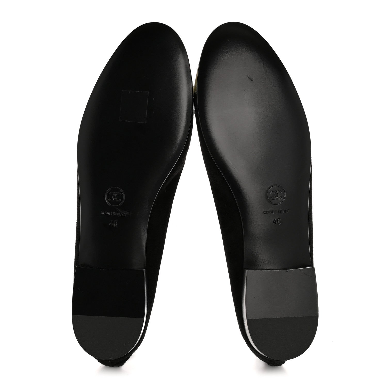 Kid Suede Hologram Cap Toe CC Ballerina Flats 40 Black White
