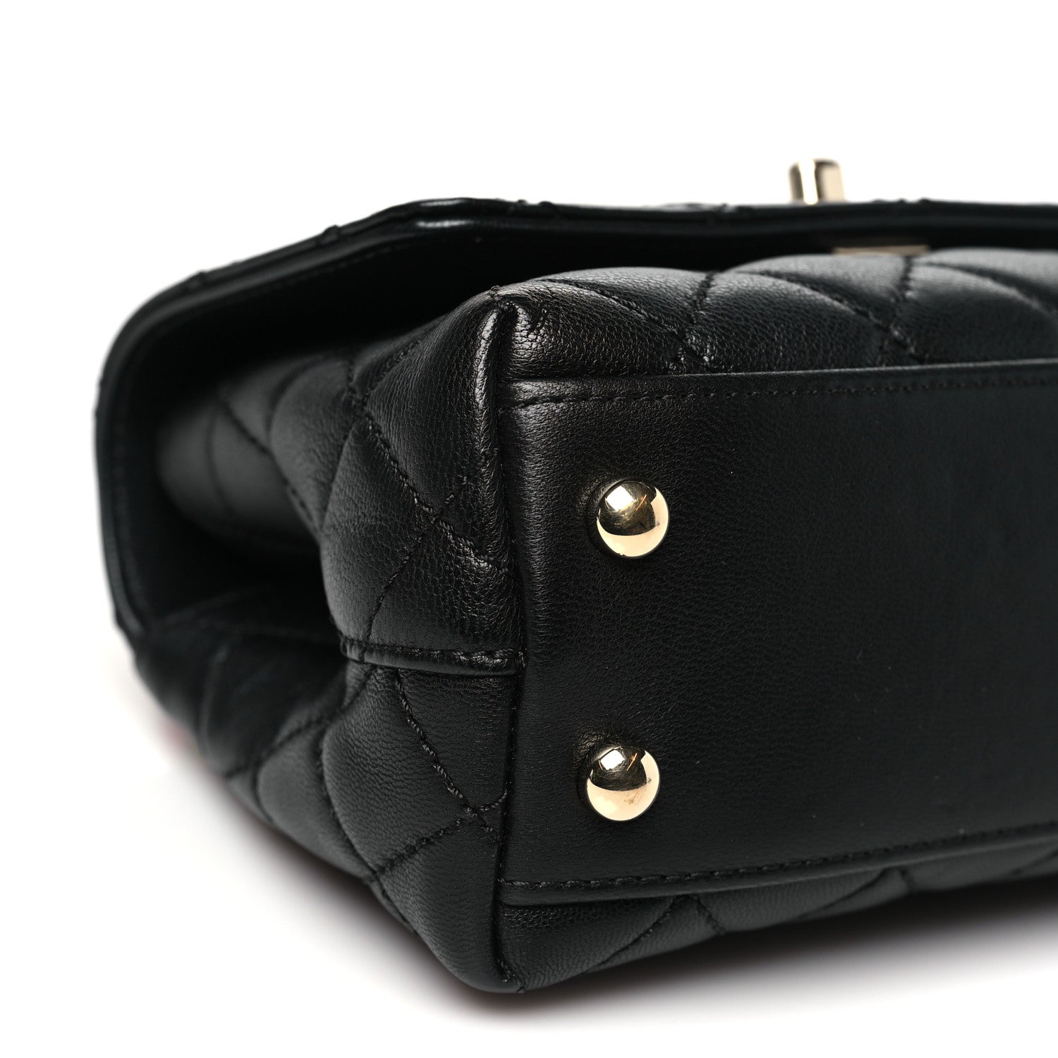 Goatskin Quilted Rainbow Extra Mini Coco Handle Flap Black