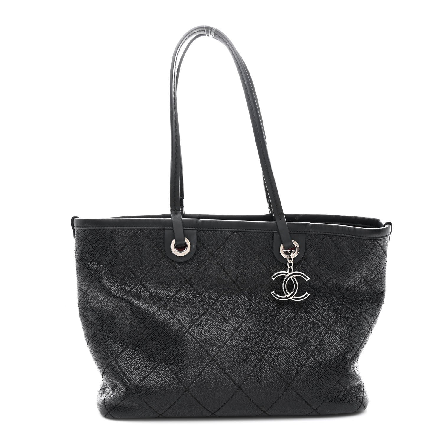 Grained Calfskin Shopping Fever Tote Black