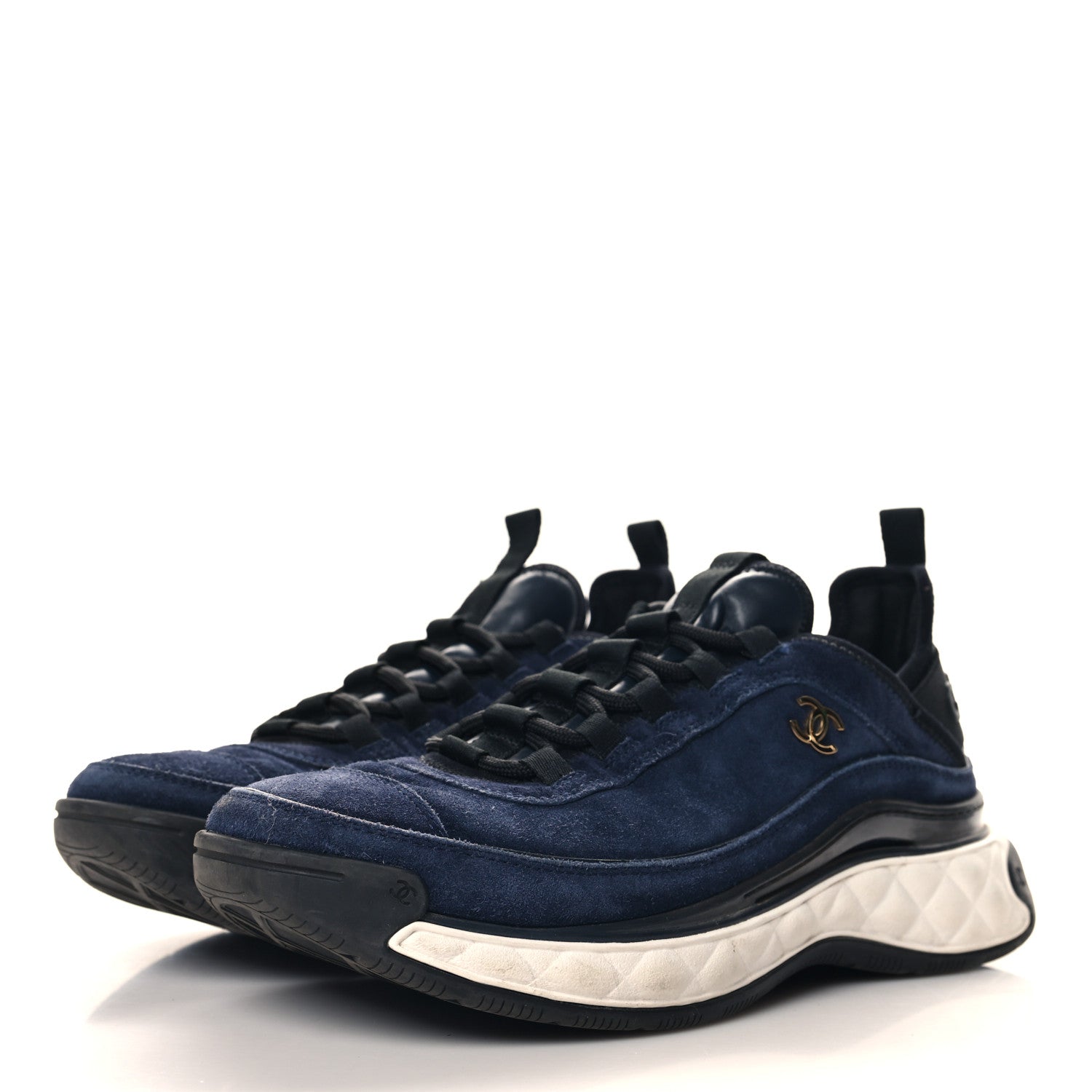 Suede Calfskin CC Sneakers 39 Navy