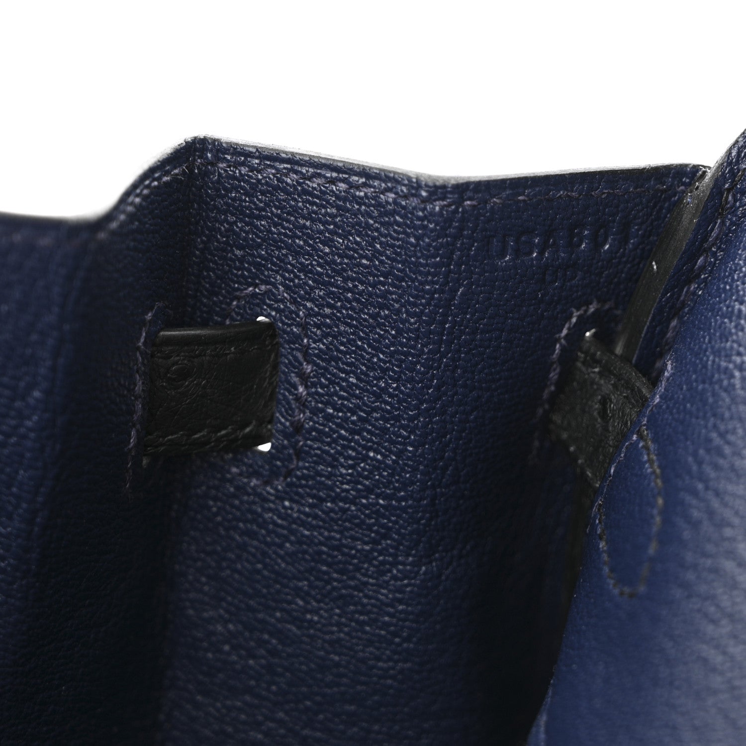 Ostrich Bi-Color Birkin 25 Bleu Iris Black
