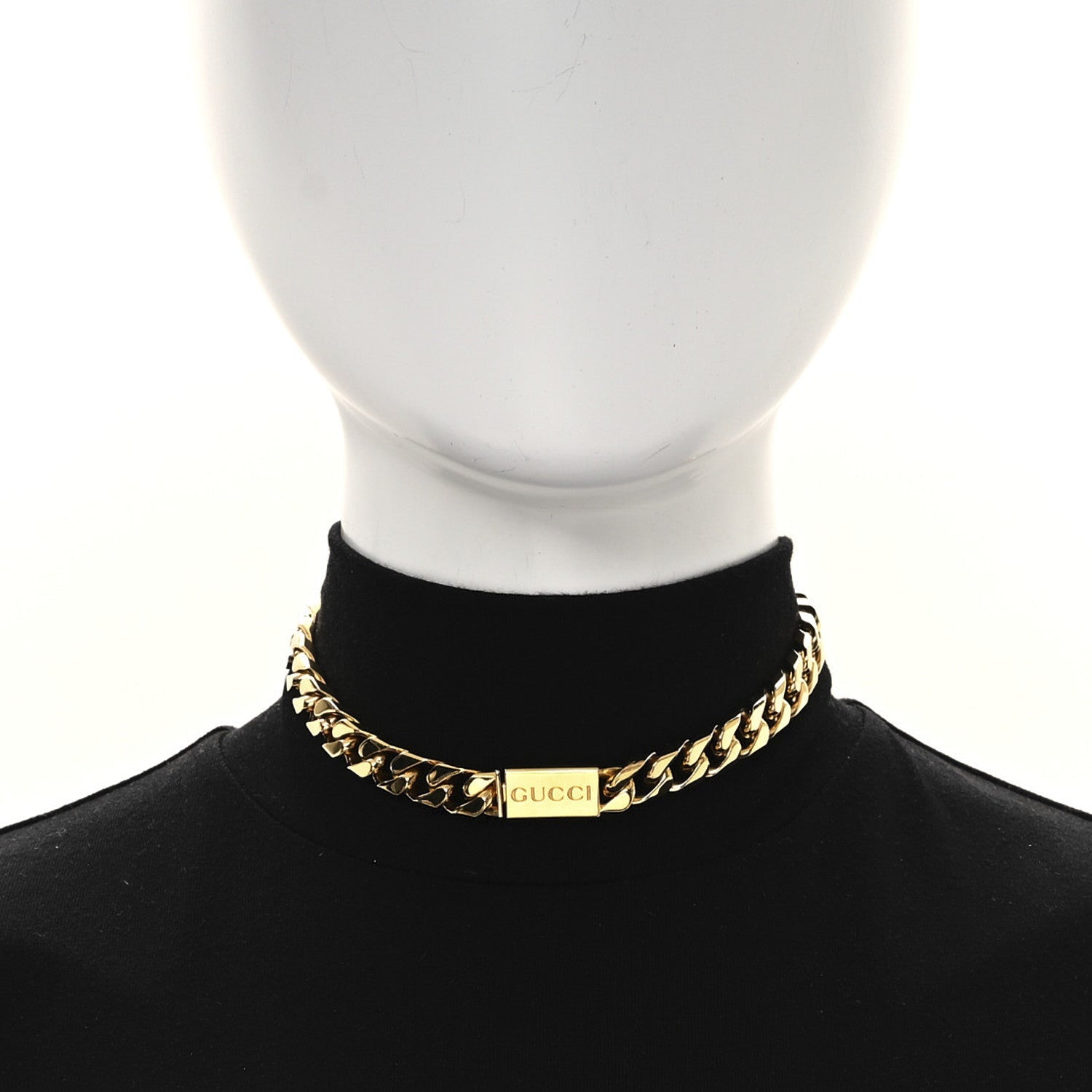 Metal Script Chain Choker Necklace Gold