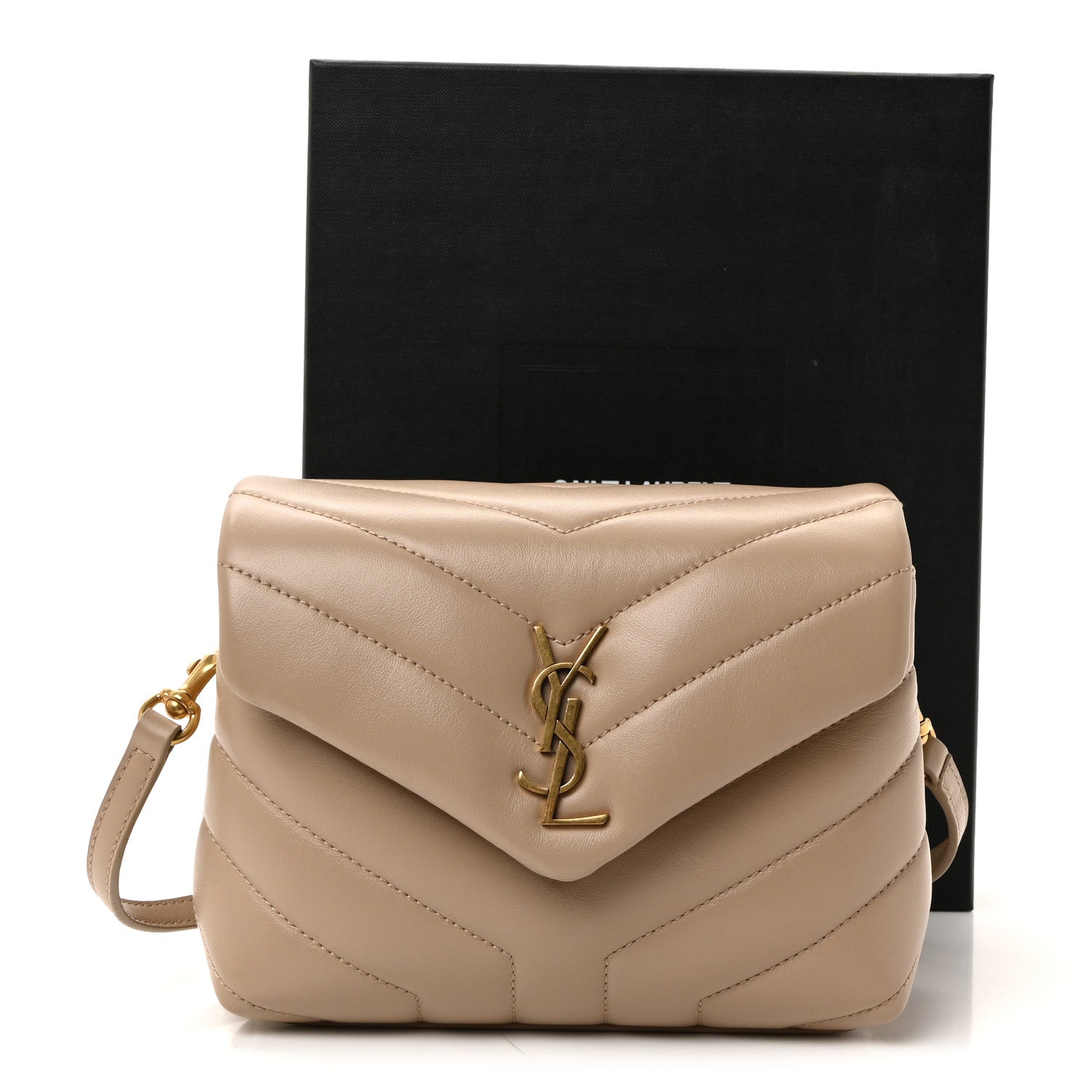 Calfskin Y Quilted Monogram Toy Loulou Crossbody Bag Dark Beige