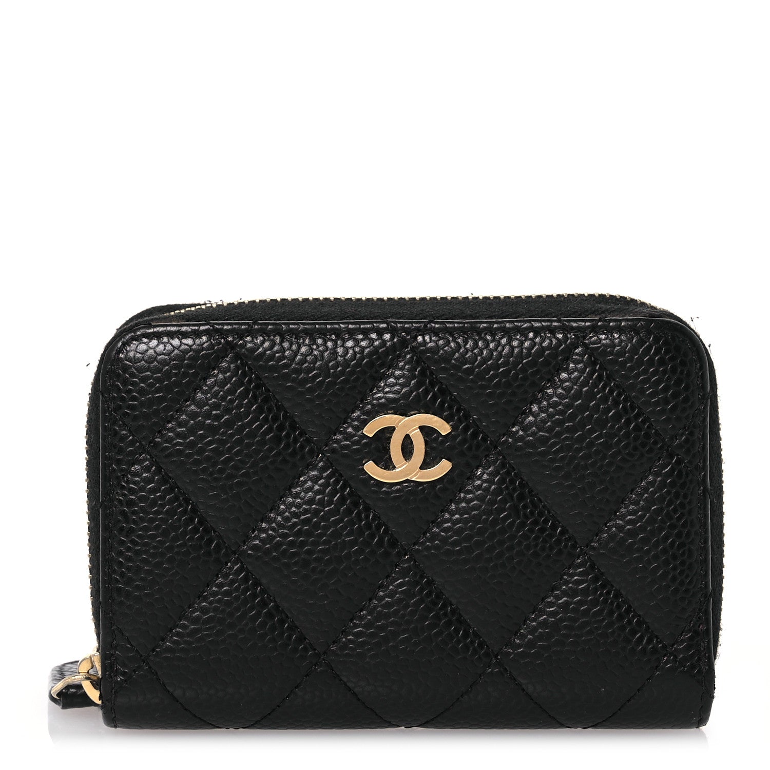 Caviar Quilted Classic Zipped Coin Purse Black