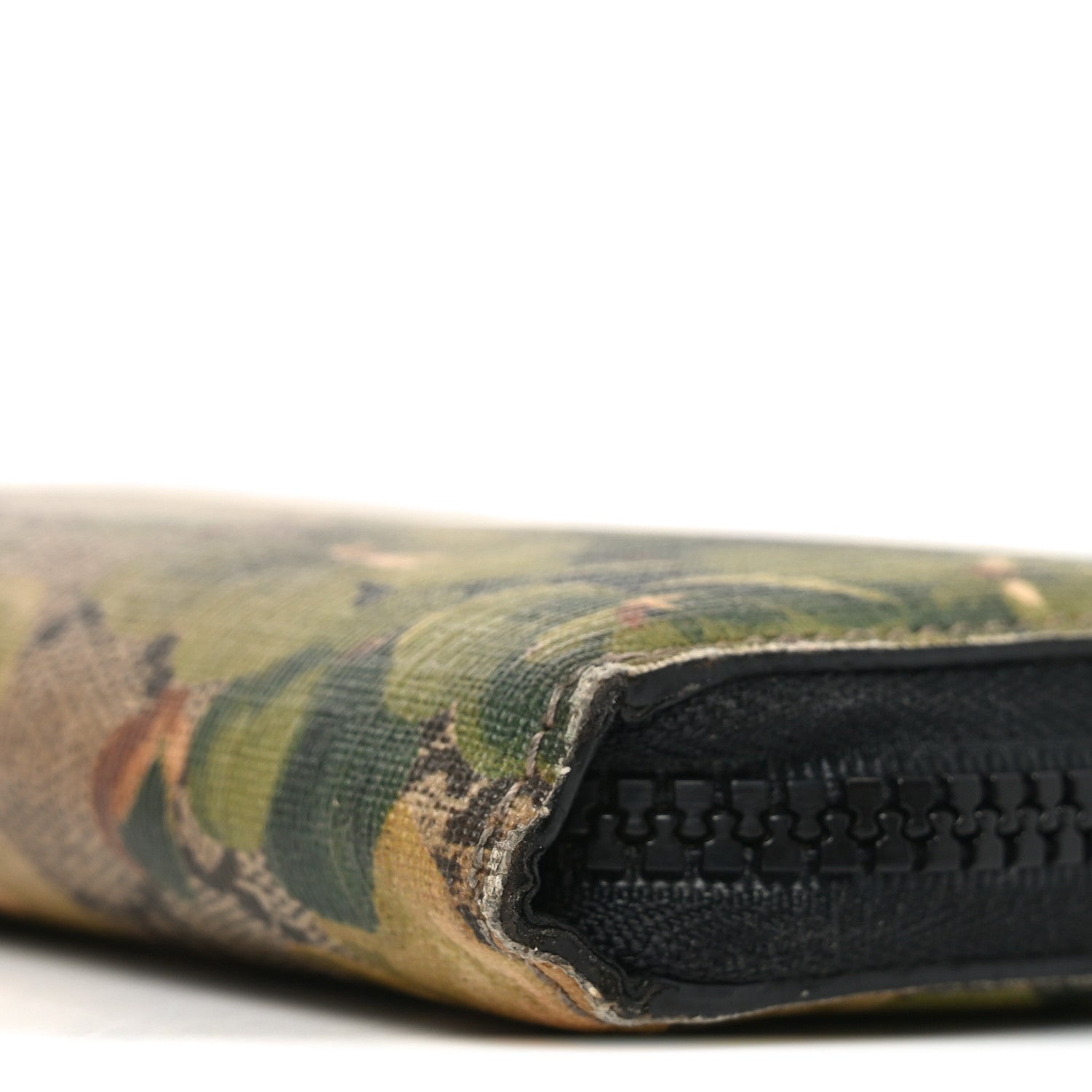 GG Supreme Monogram Blooms Zip Around Wallet Beige New Military Black