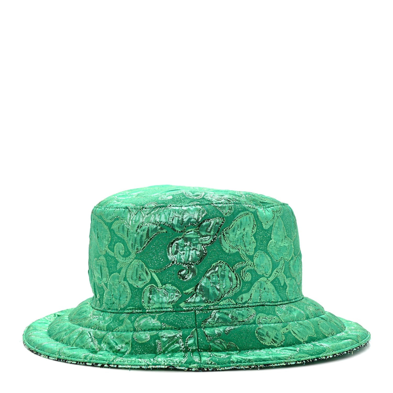 Canvas Lame GG Monogram Reversible Bucket Hat L Green