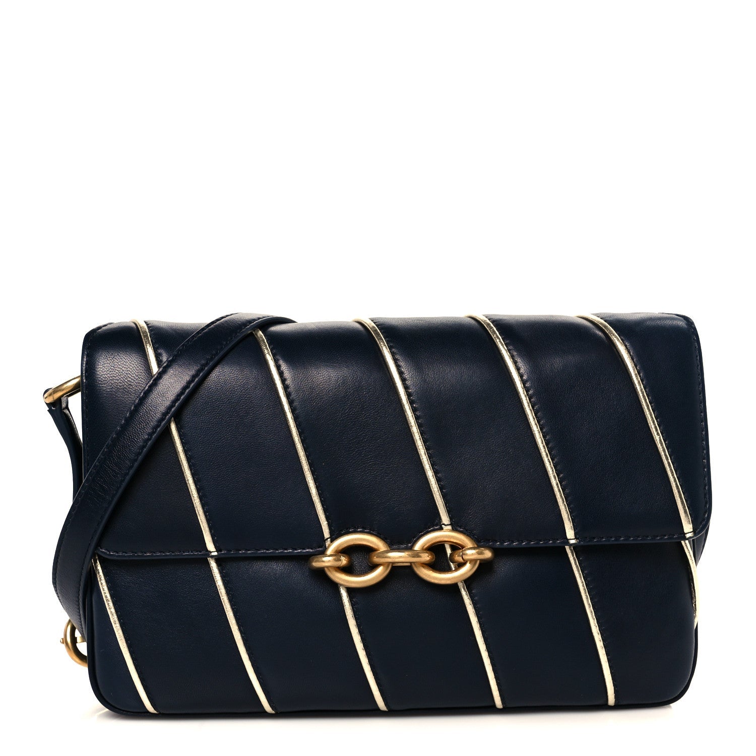 Lambskin Quilted Le Maillon Satchel Marine