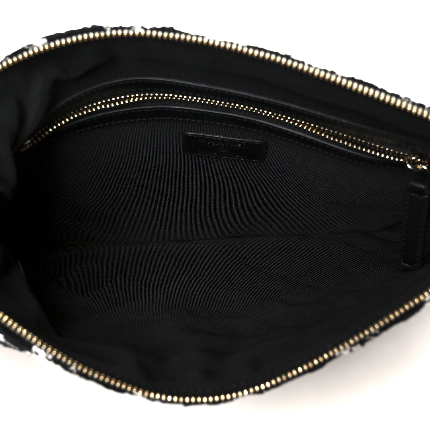 Tweed Quilted Medium Cosmetic Pouch Black Ecru White
