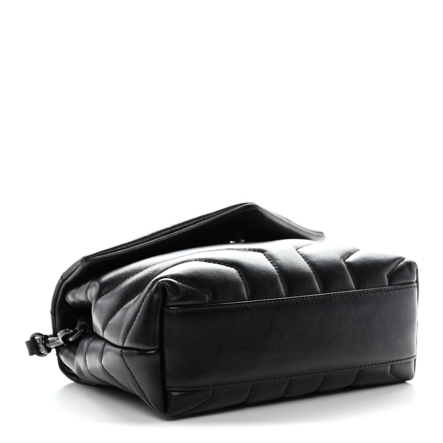 Calfskin Y Quilted Monogram Monochrome Toy Loulou Crossbody Bag Black