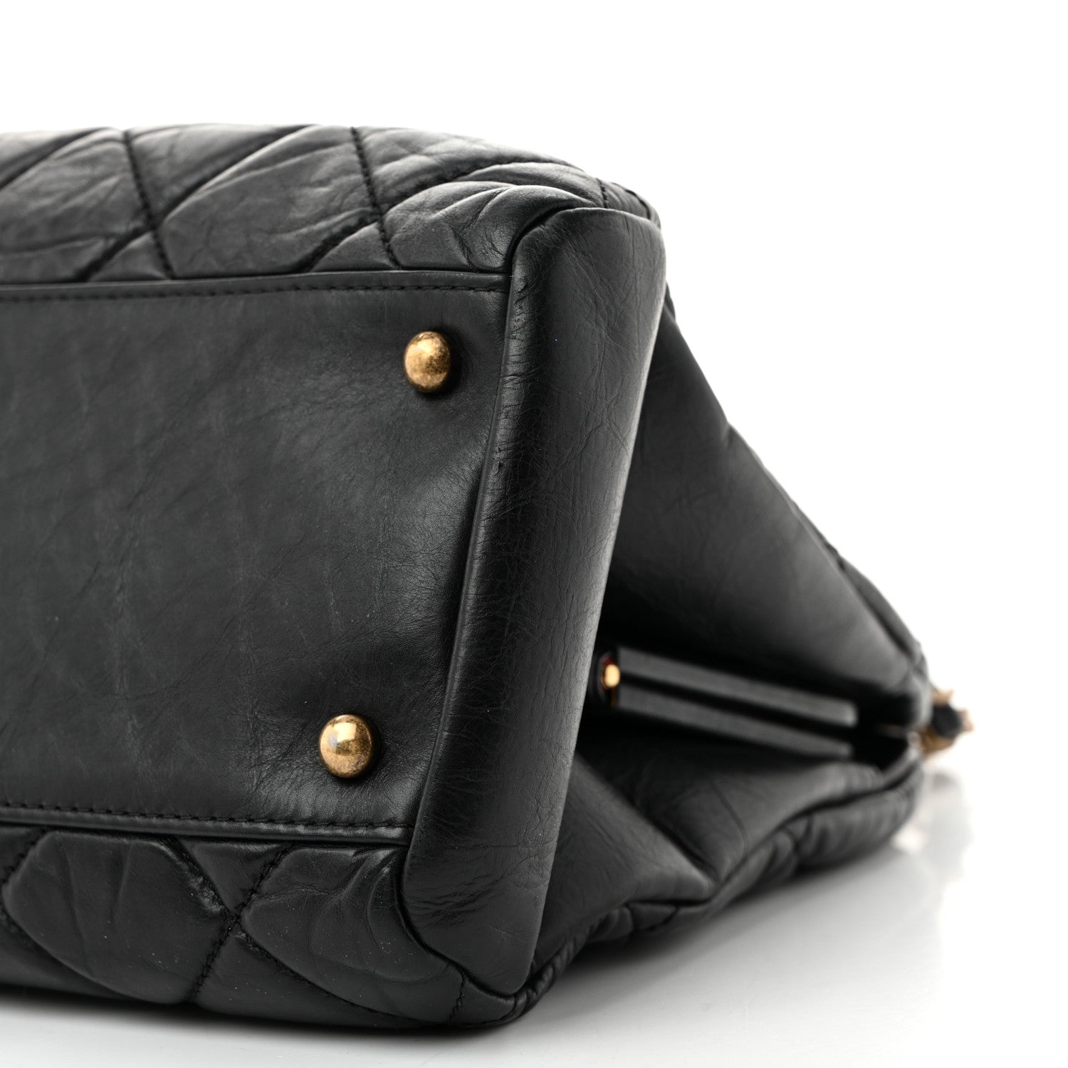 Aged Calfskin Large Just Mademoiselle Bowling Bag Black