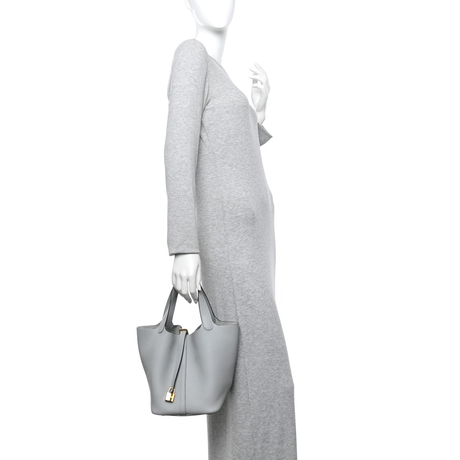 Taurillon Clemence Picotin Lock 22 MM Gris Pantin