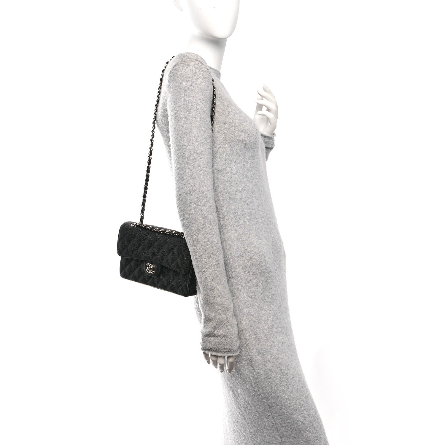 Caviar Quilted Small Double Flap Black