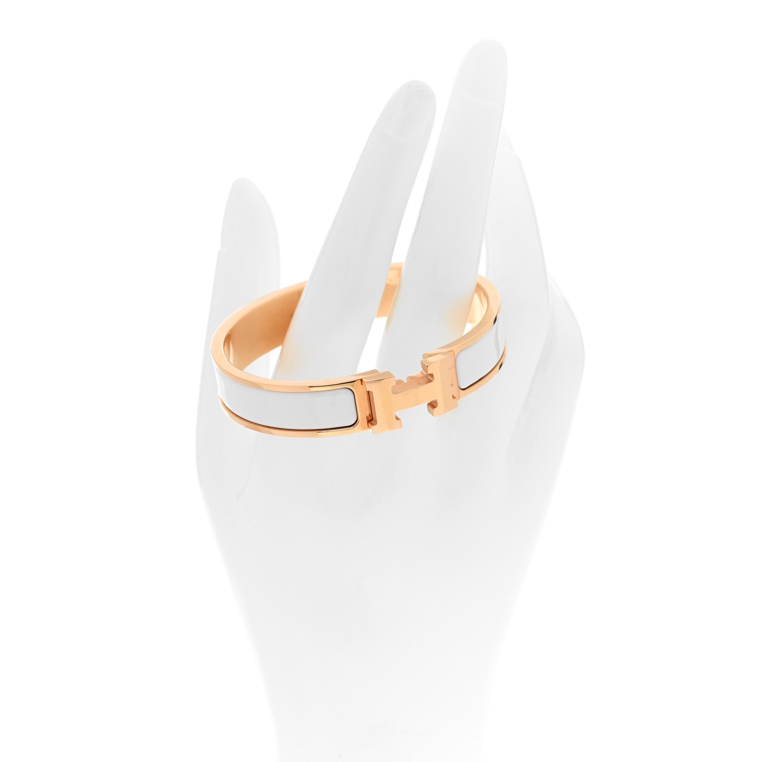 Enamel Narrow Clic Clac H Bracelet PM White