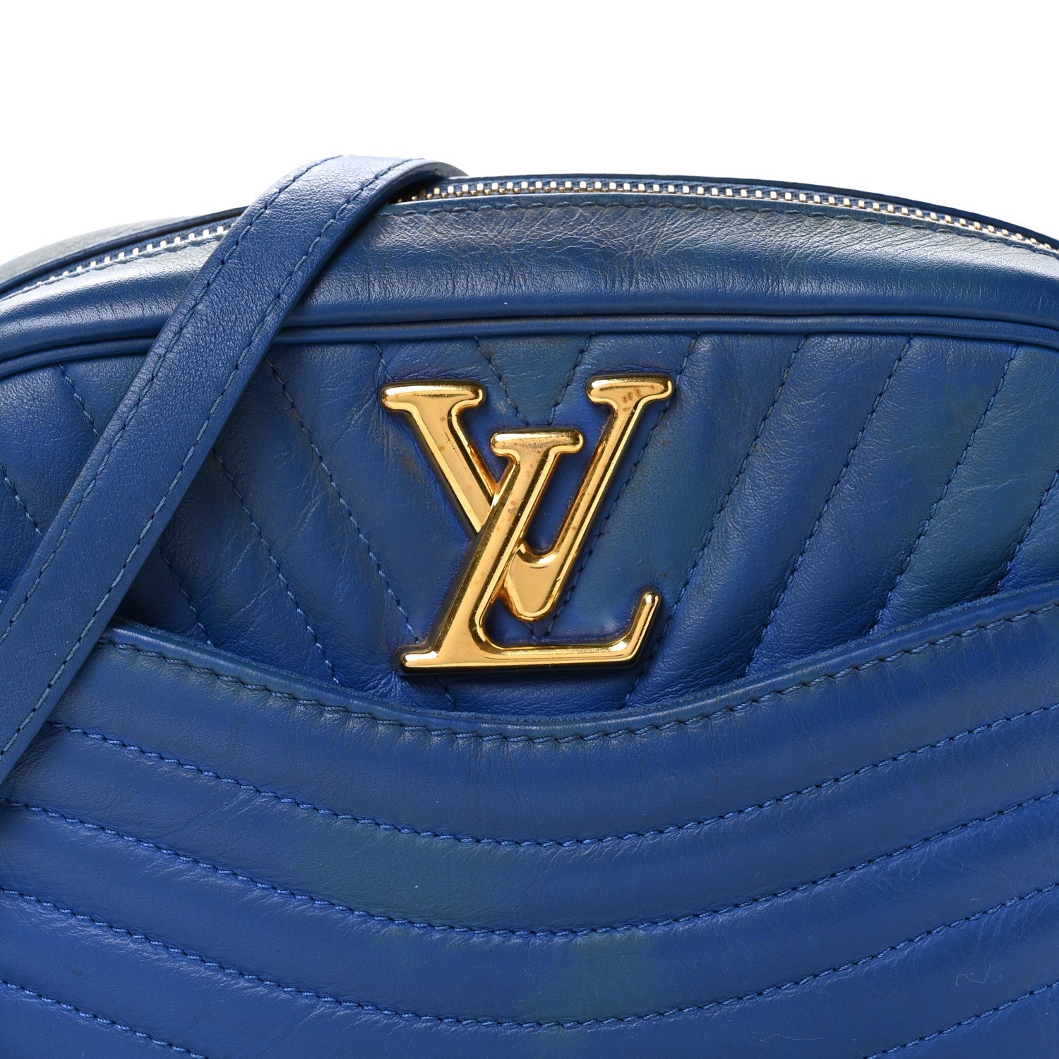 Calfskin New Wave Camera Bag Bleu Neon