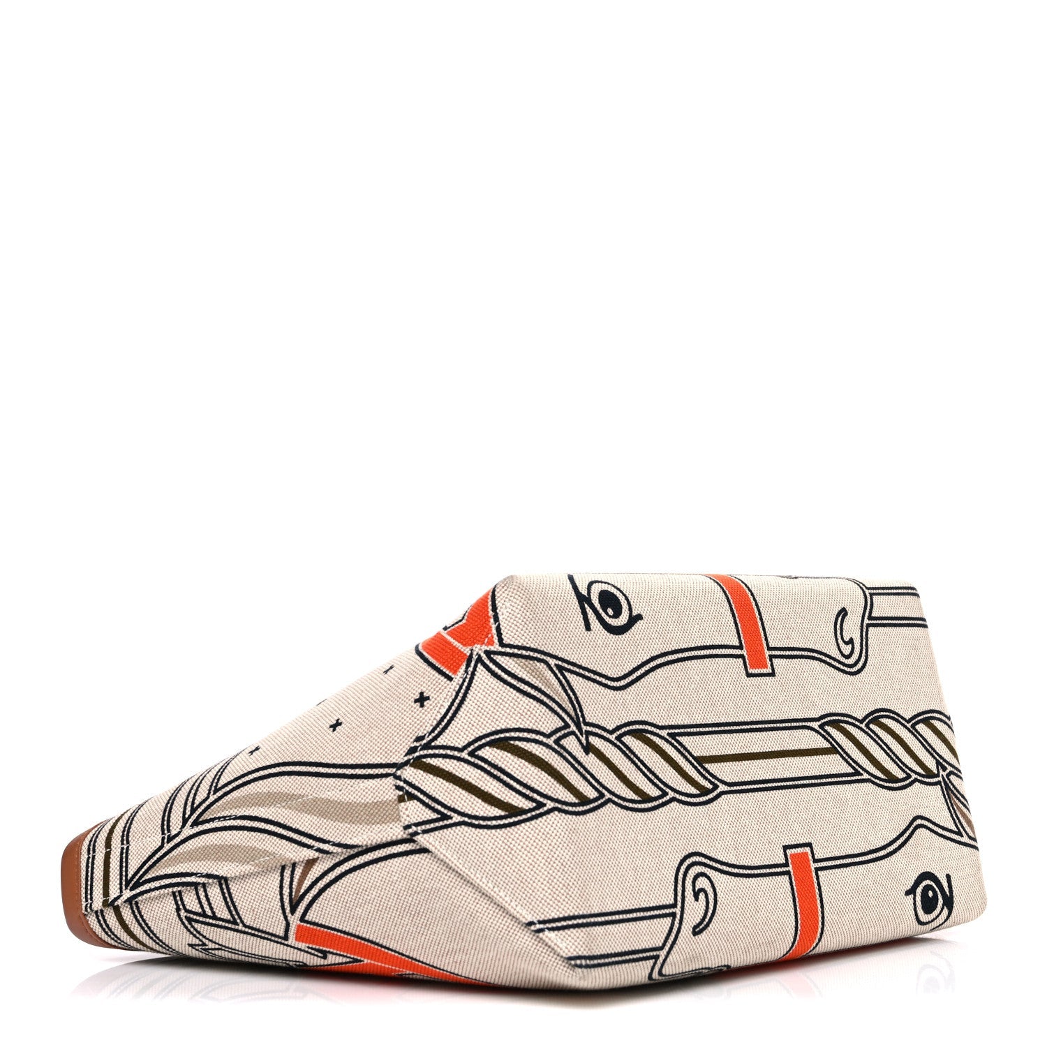 H Plume Canvas Swift Printed Quadrige au Fil Steeple 25 Bag Gris Beige Ecru Beige Gold