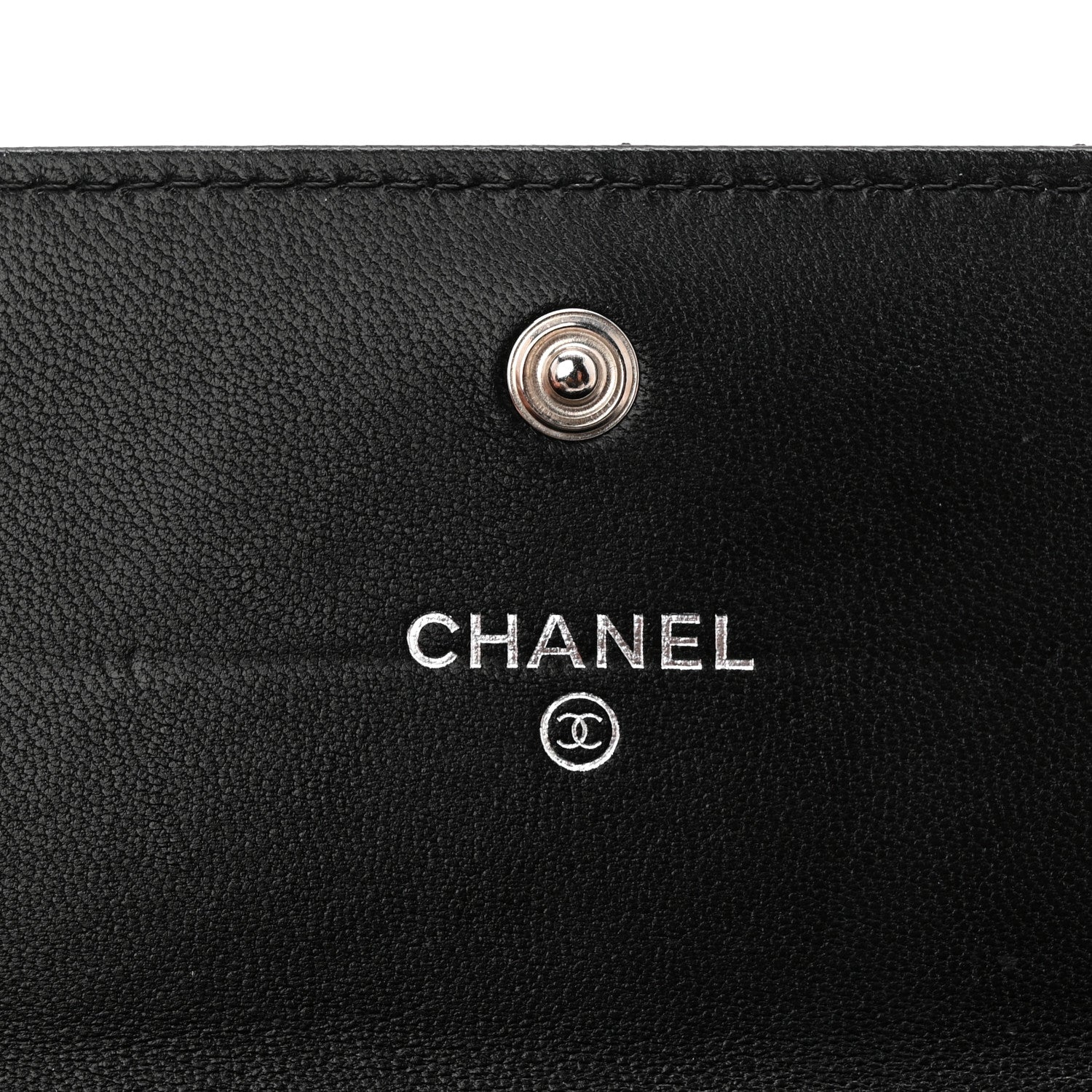 Calfskin Quilted Crystal CC Star Flap Wallet Black