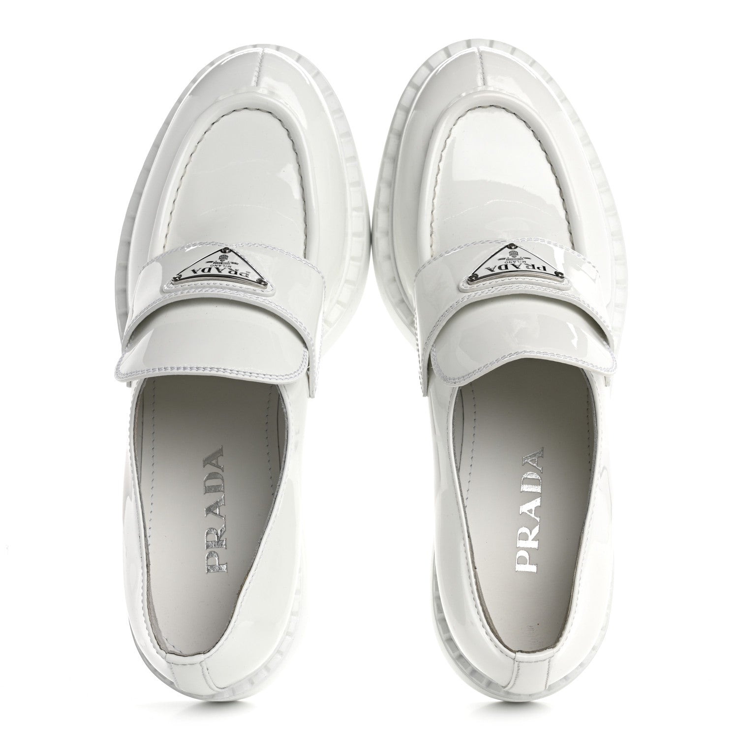 Vernice Triangle 50mm Loafers 39.5 White
