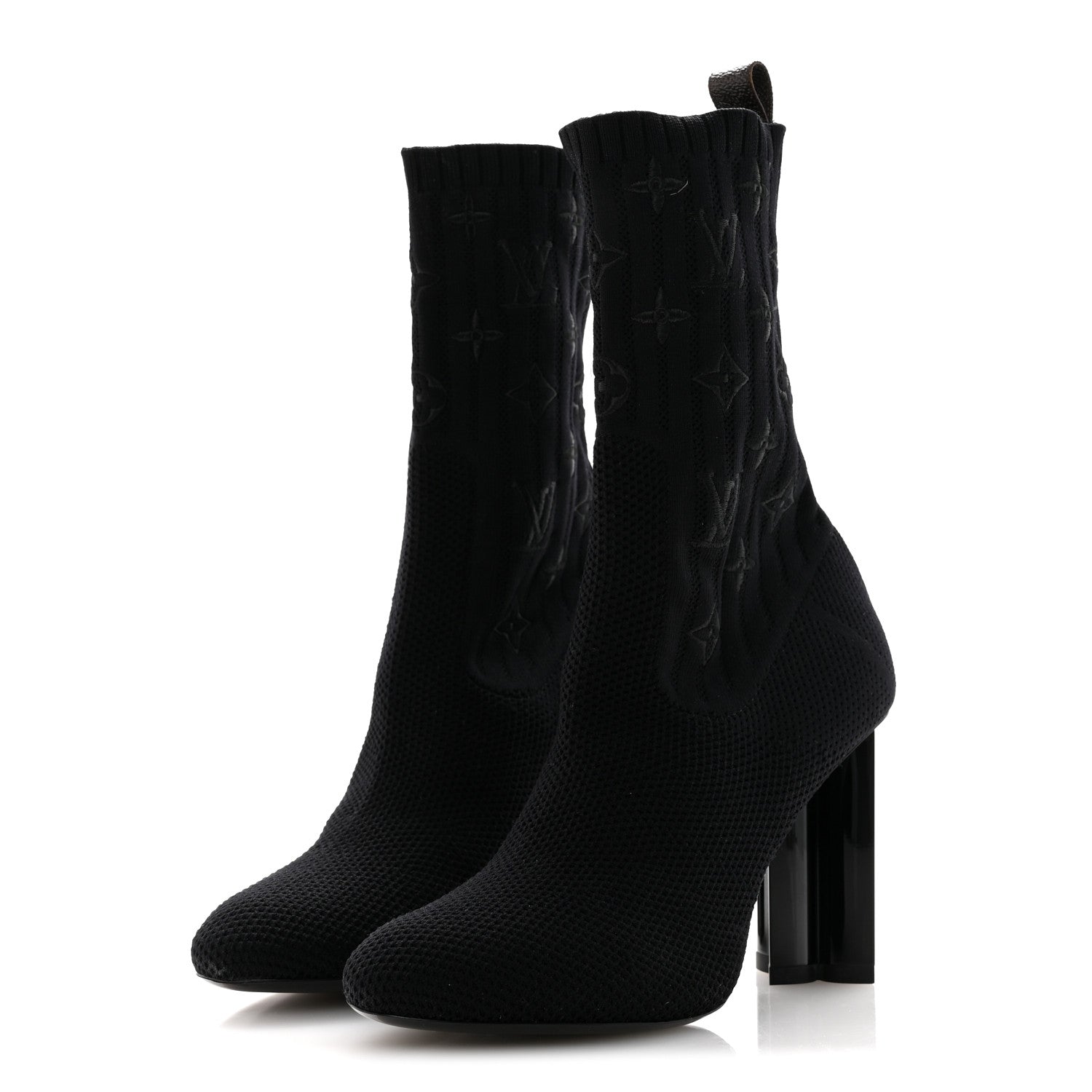 Monogram Stretch Fabric Silhouette Ankle Boots 38 Black