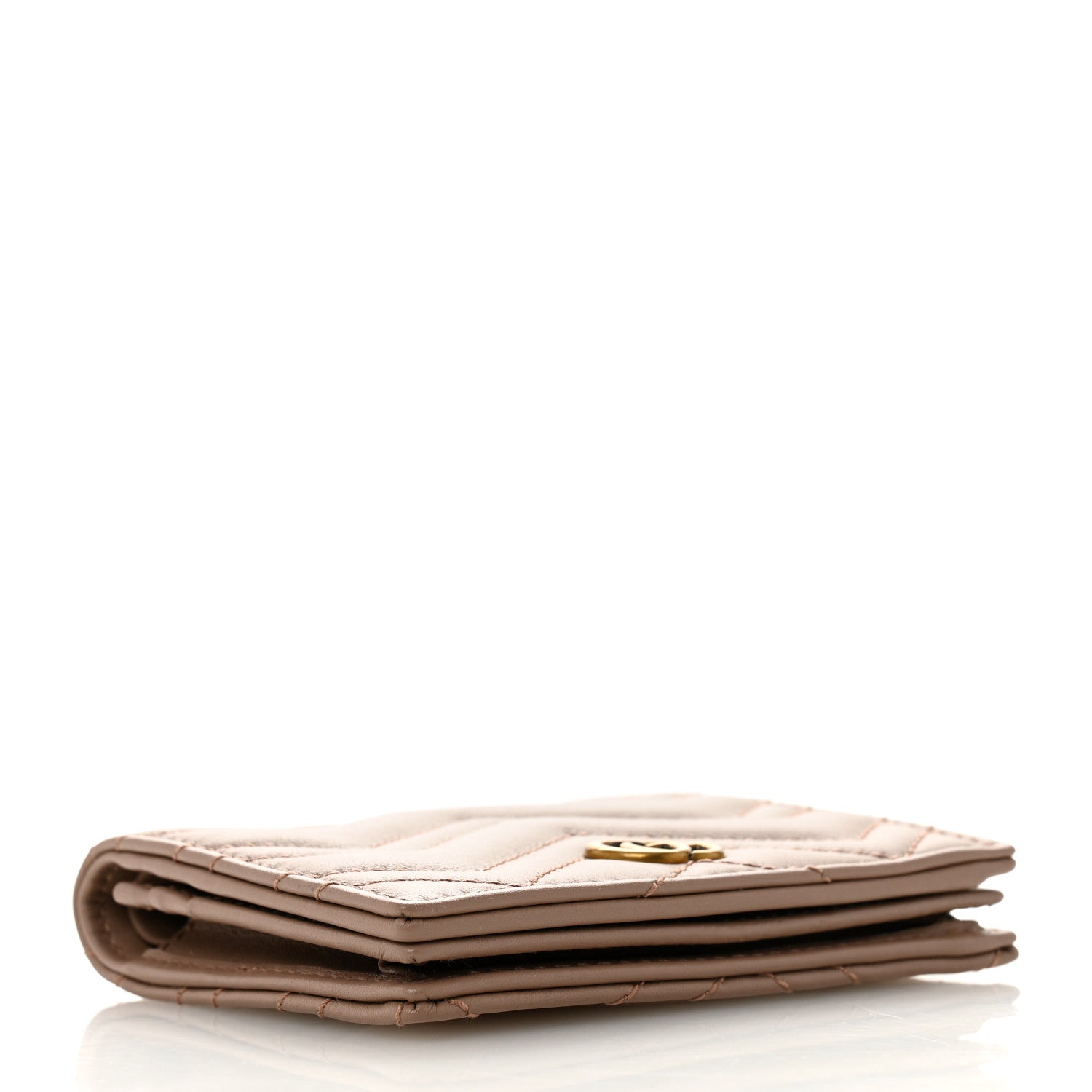 Calfskin Matelasse GG Marmont Card Case Wallet Porcelain Rose
