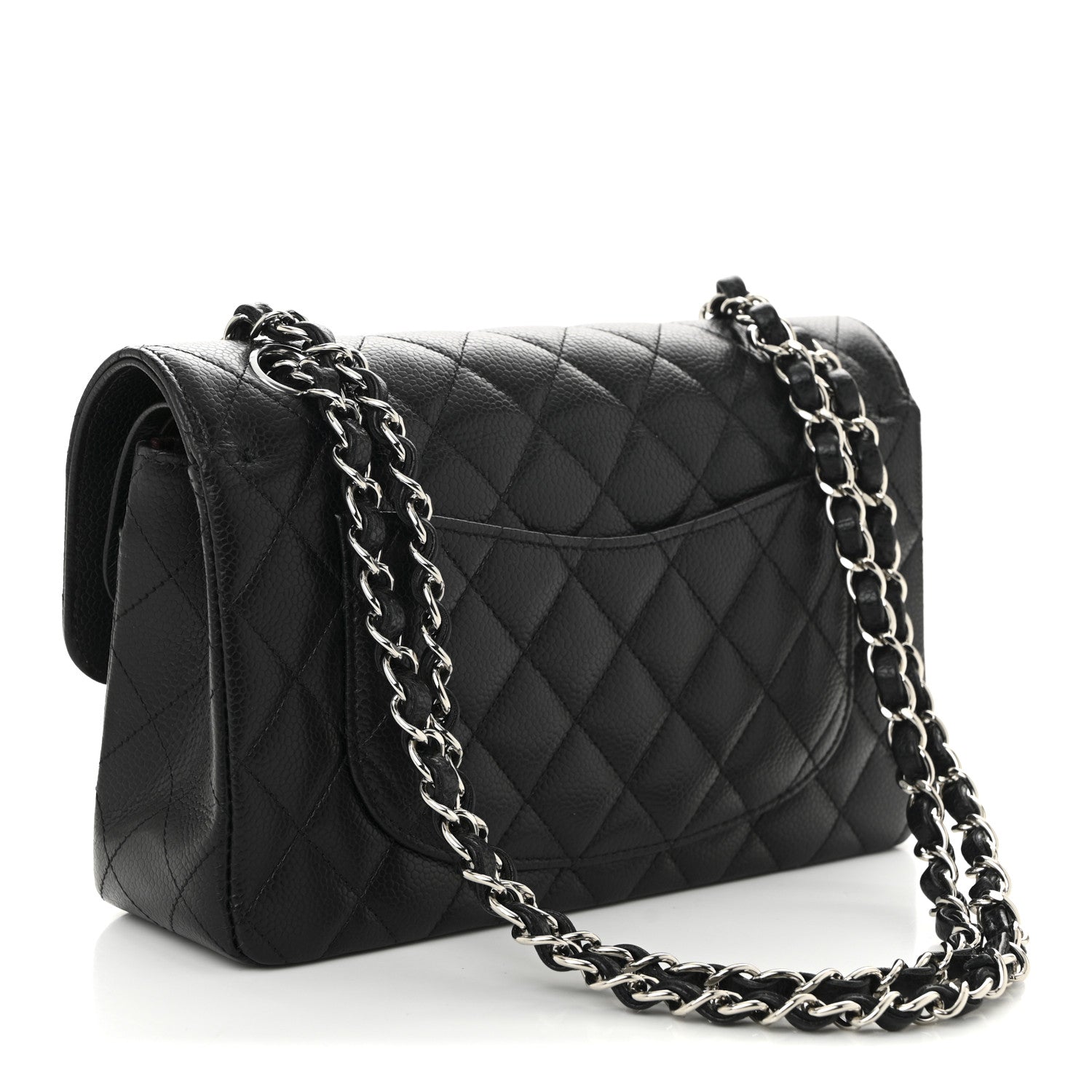 Caviar Quilted Small Double Flap Black