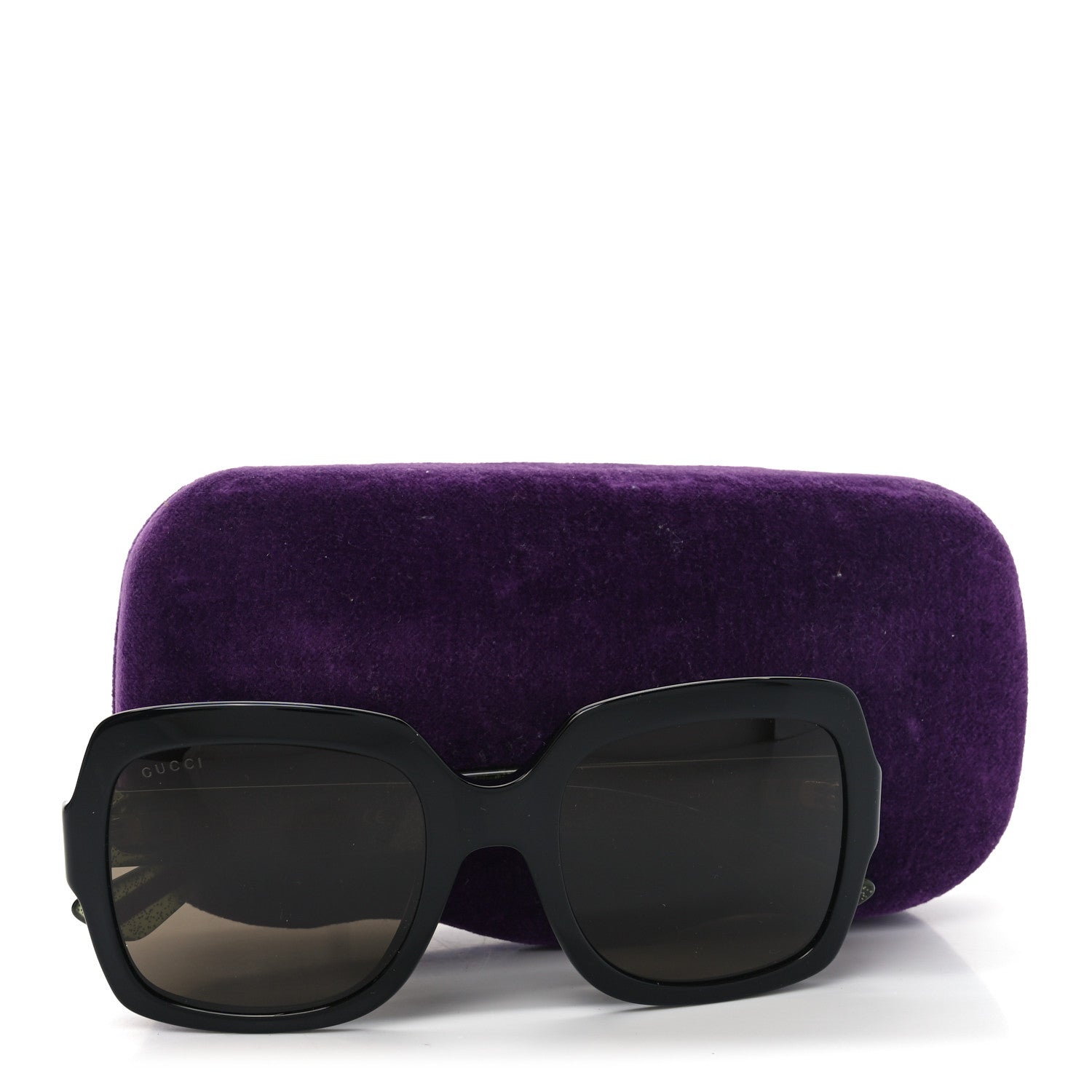 Acetate Square Frame Web Glitter Sunglasses GG0036S Black Green
