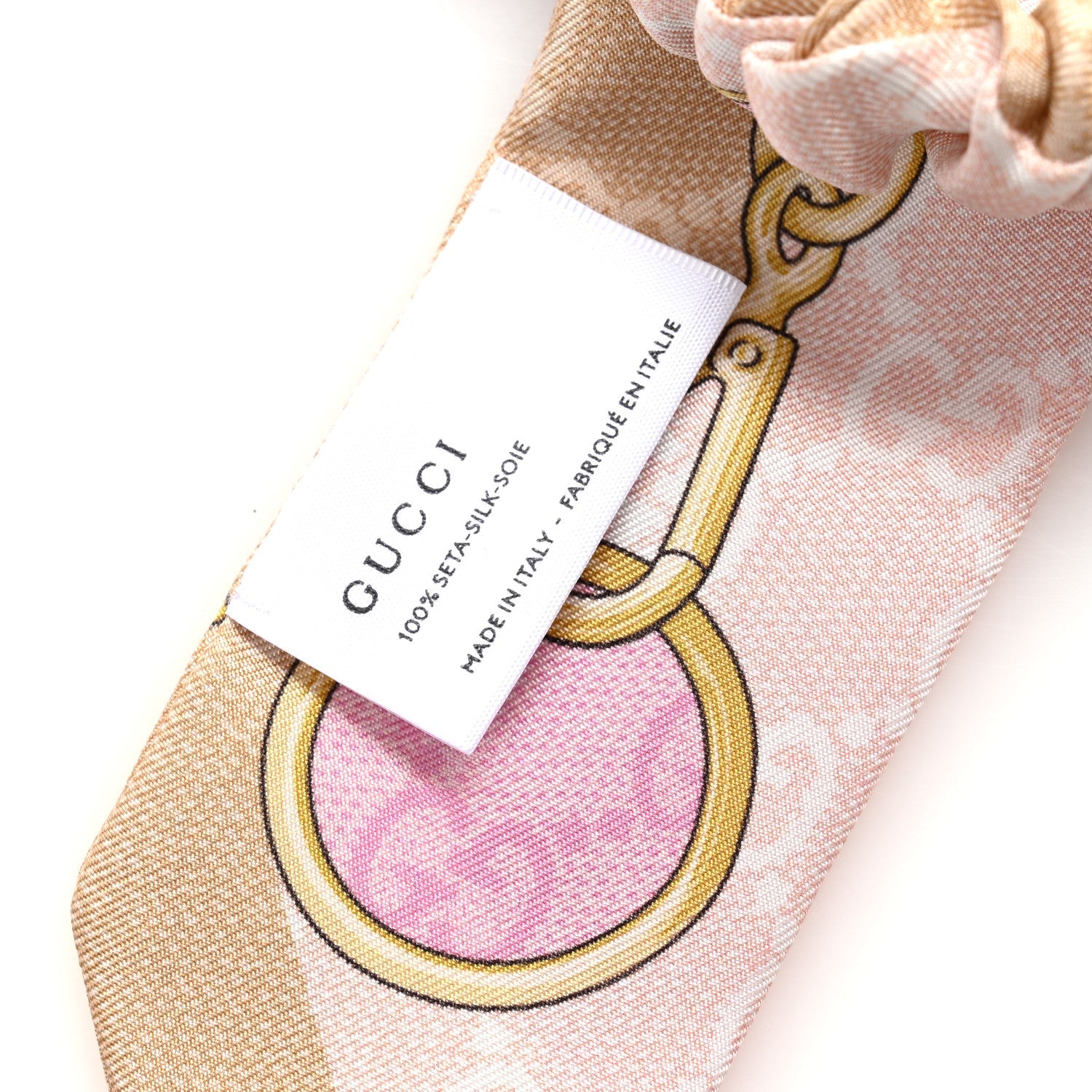 Silk Monogram Chain Print Scrunchie Hair Tie Roseate Pink