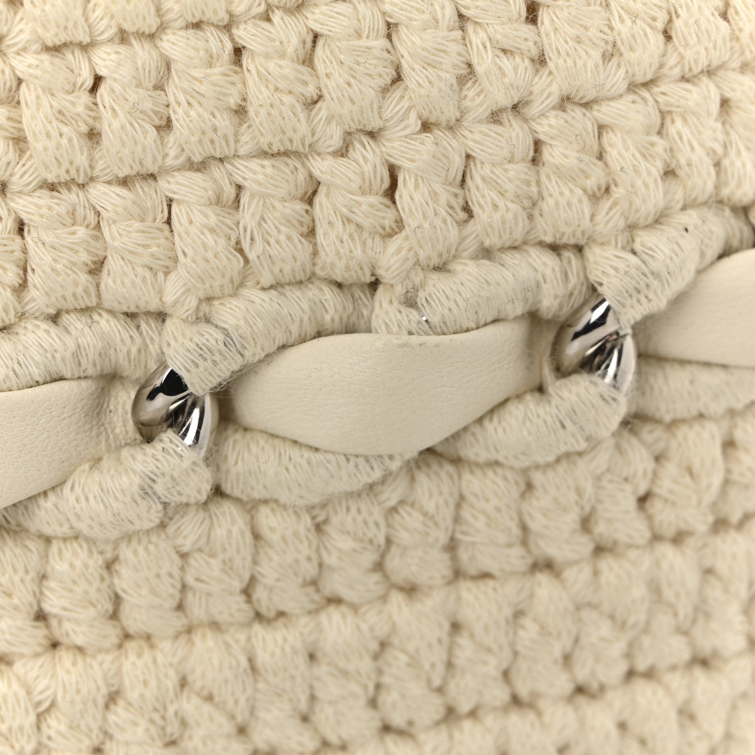 Lambskin Crochet Quilted Small Vanity Case With Chain White