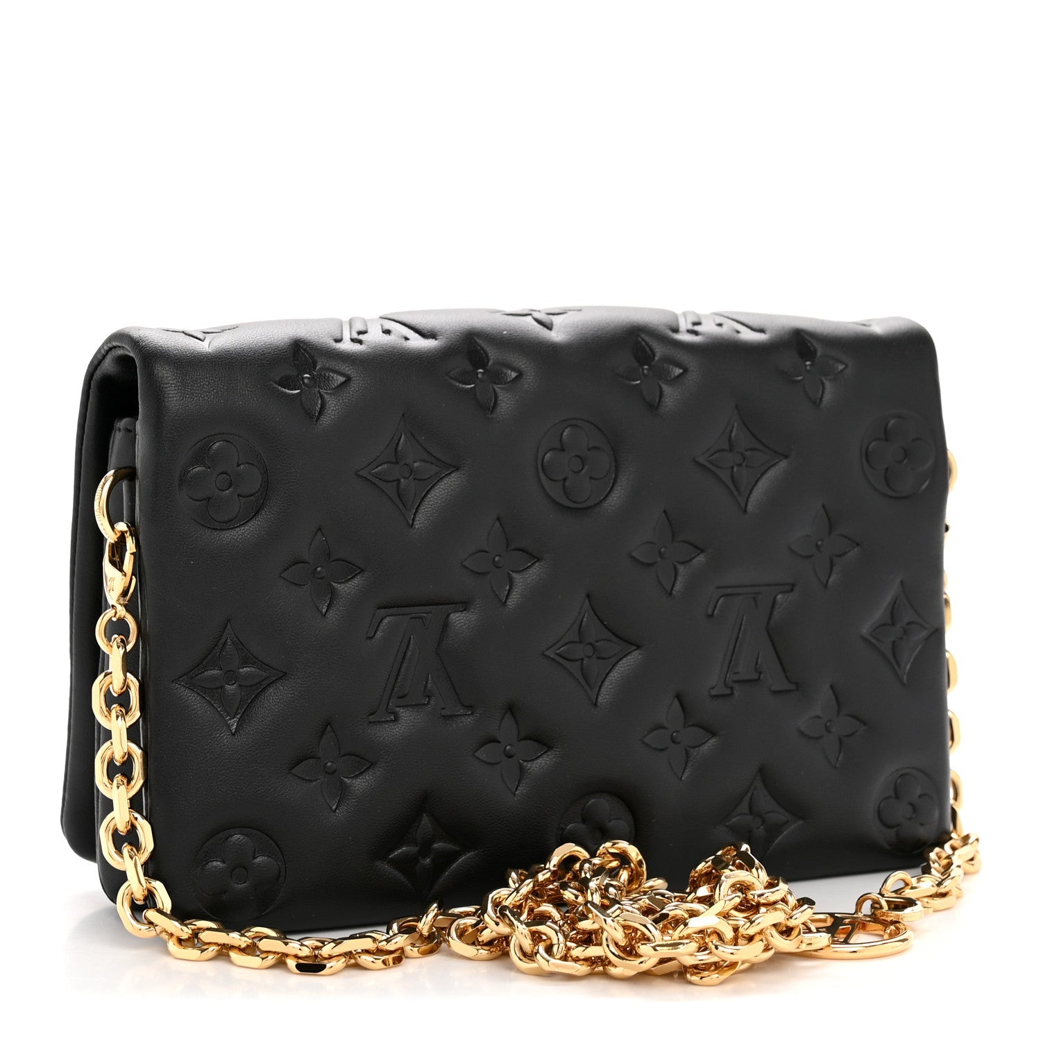 Lambskin Embossed Monogram Pochette Coussin Black