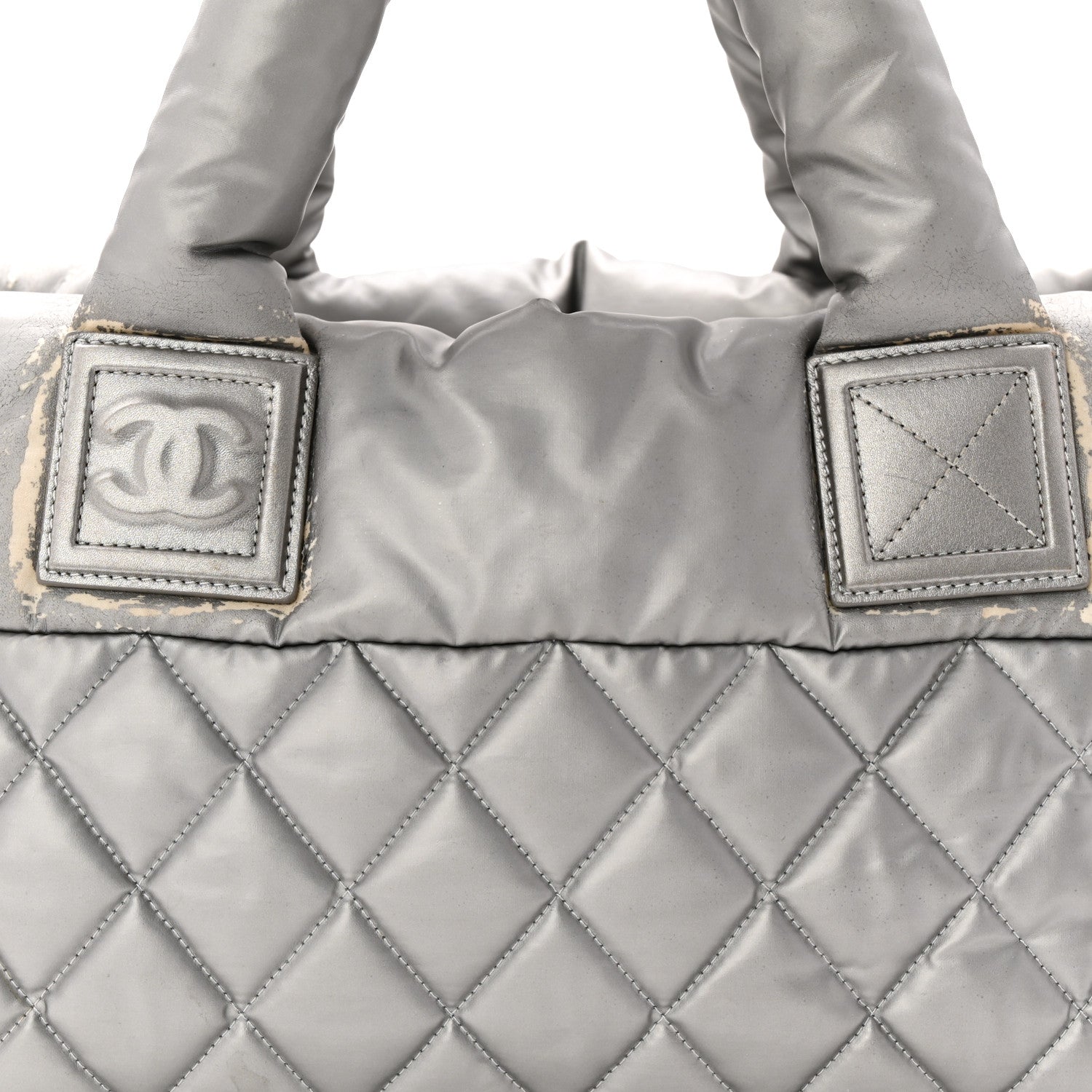 Nylon Coco Cocoon Zipped Tote Silver